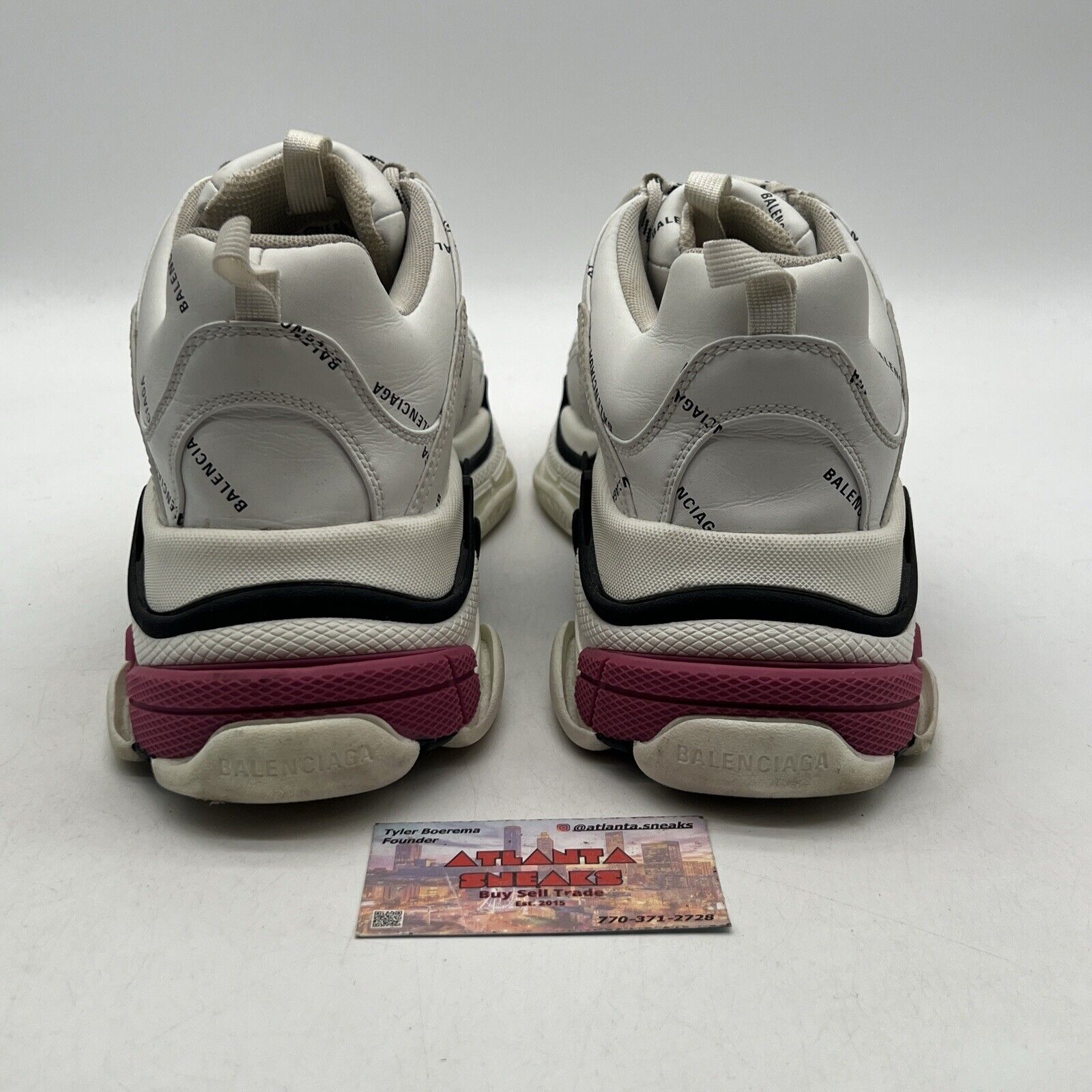 Size 12 - Balenciaga Triple S All Over Logo White Black Pink Sneakers