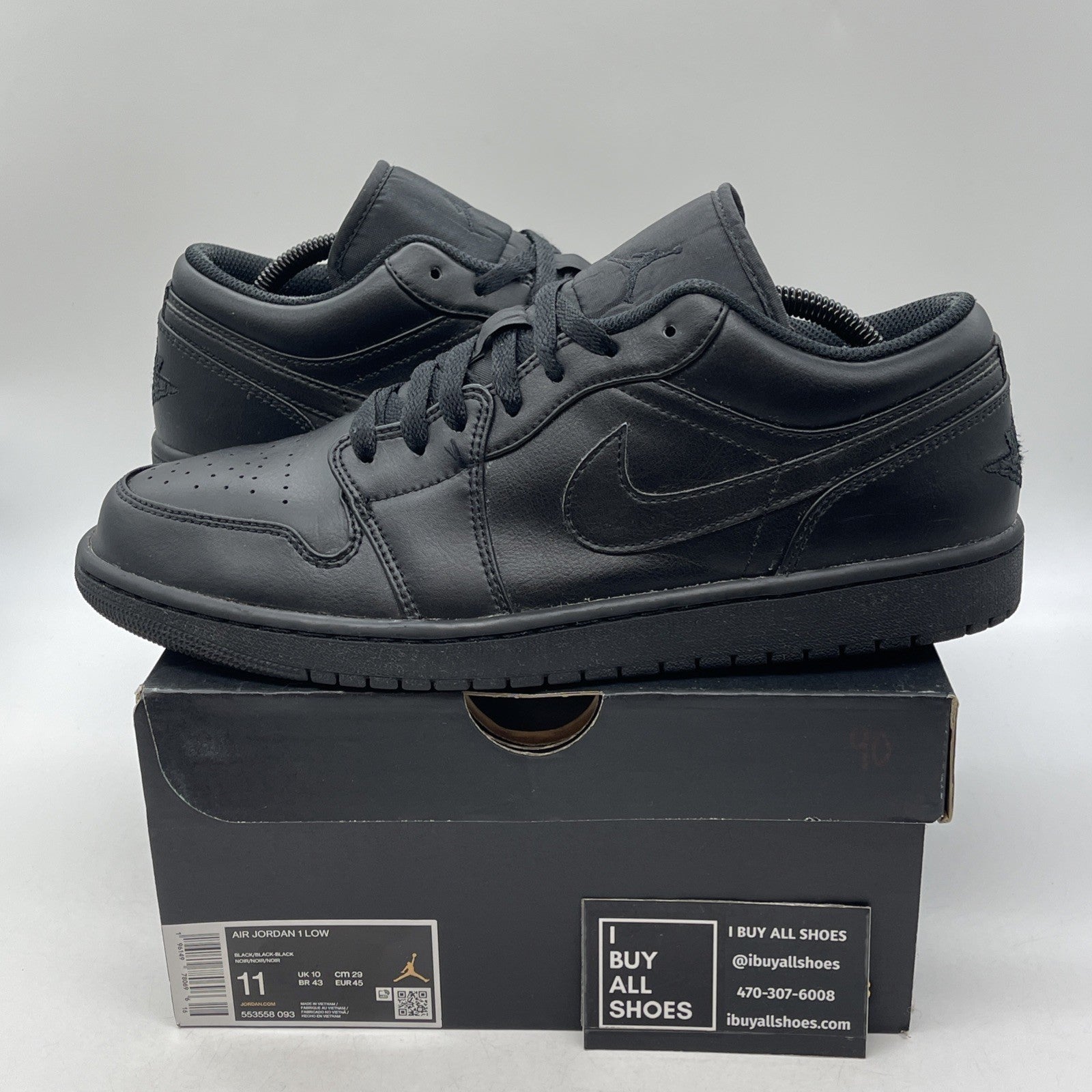 Size 11 - Air Jordan 1 2022 Low Triple Black (553558-093)