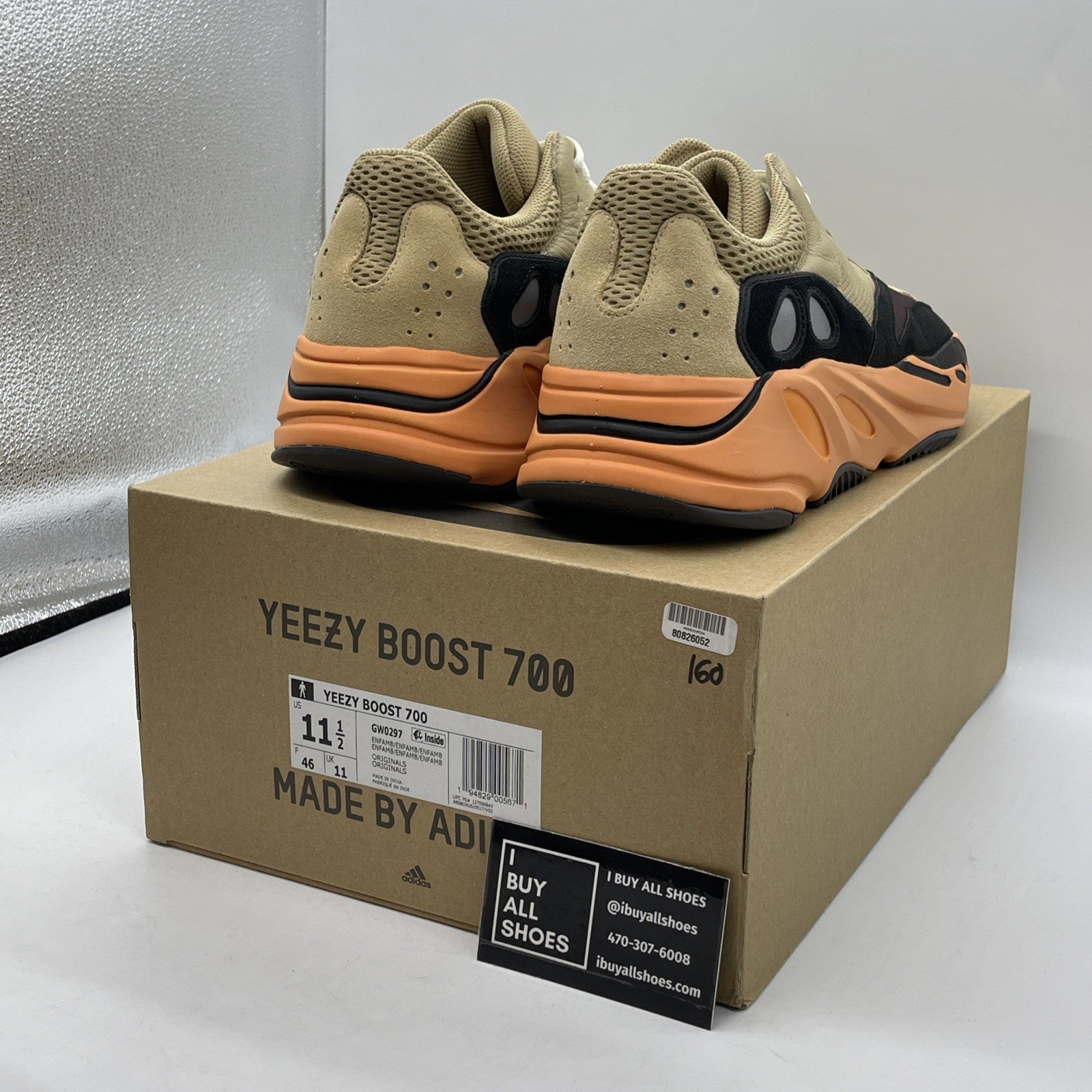 Size 11.5 - adidas Yeezy Boost 700 Enflame Amber Brown Suede Leather (GW0297)