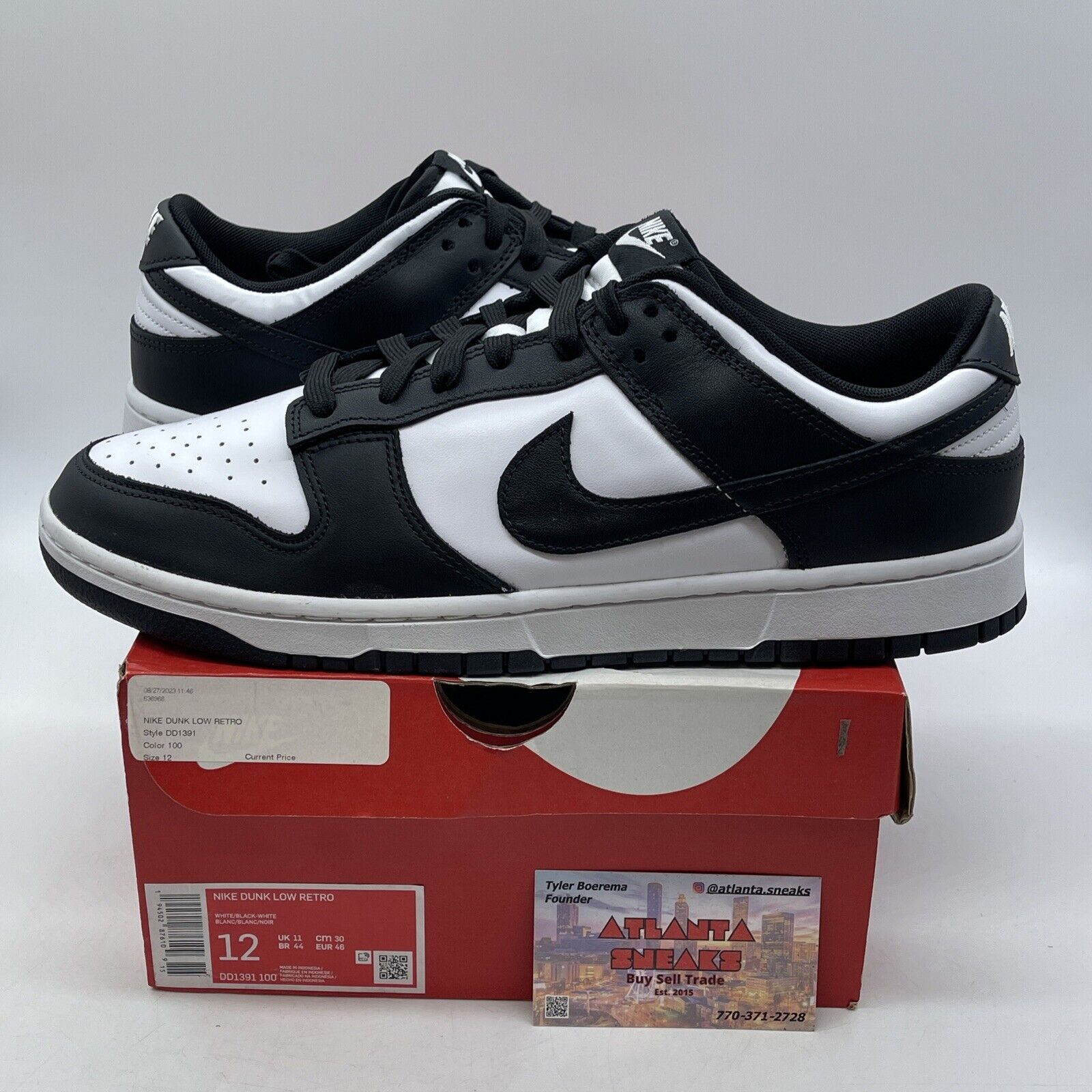 Size 12 - Nike Dunk Low Black White Leather (DD1391-100)