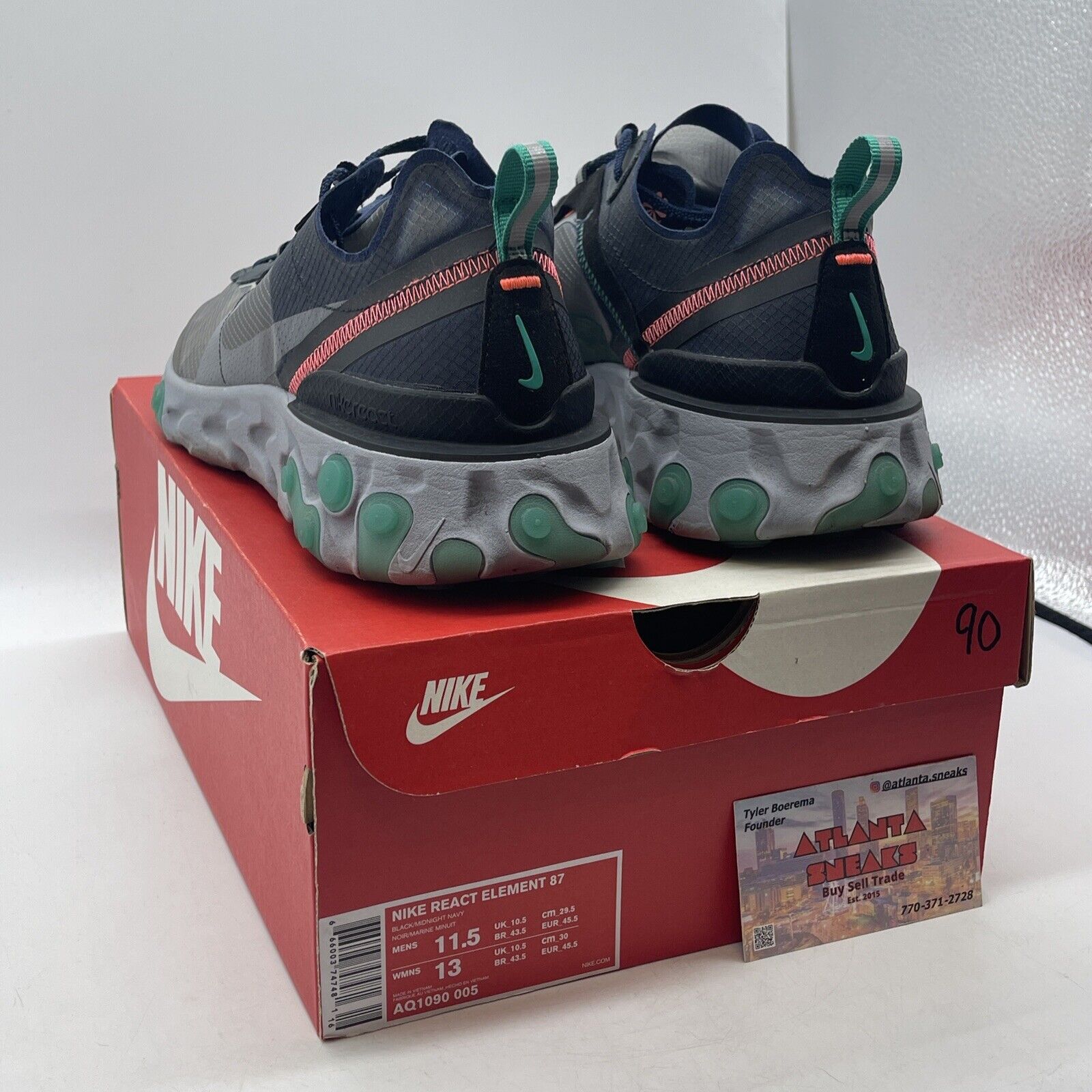 Size 11.5 - Nike React Element 87 Neptune Green 2018 Blue Black Pink (AQ1090-005