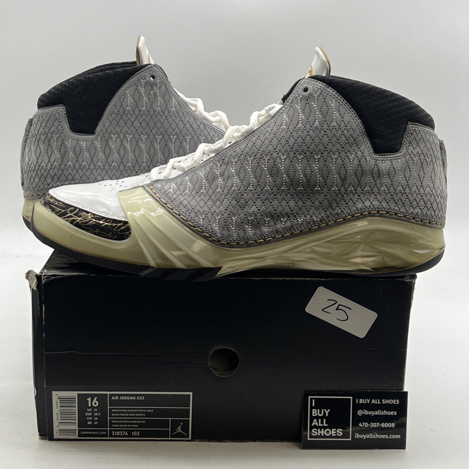 Size 16 - Air Jordan 23 OG White Stealth (318376-102)