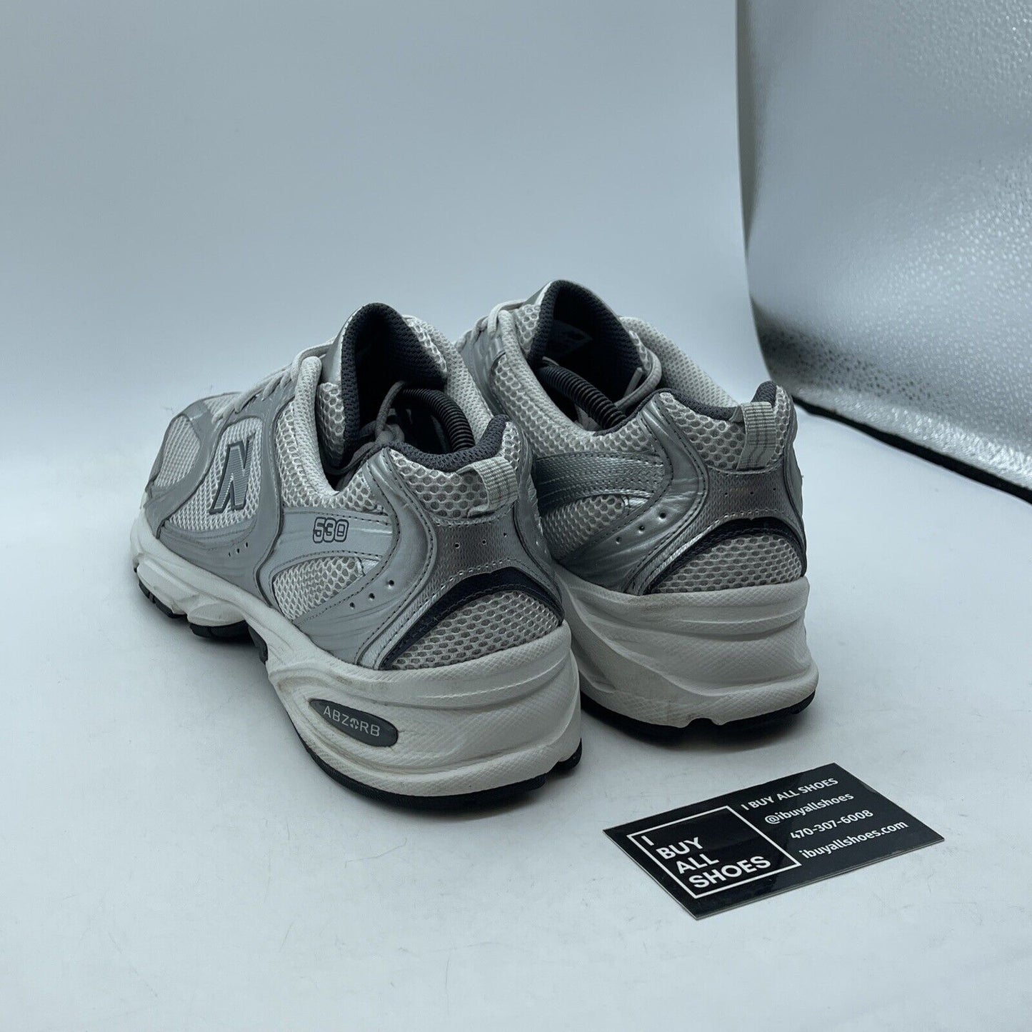 Size 11 - New Balance X J Crew 530 sneakers Silver Metallic Suede (MR530LG)