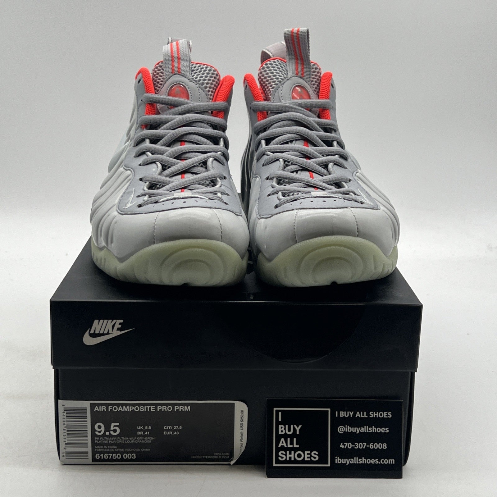 Size 9.5 - Nike Air Foamposite Pro Premium Pure Platinum (616750-003)