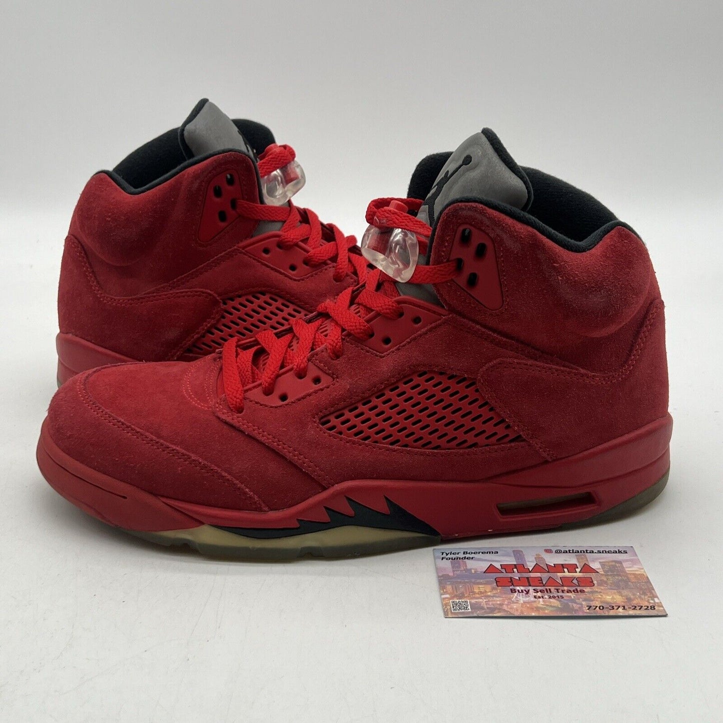 Size 10.5 - Air Jordan 5 Retro Red Suede Black Grey (136027-108)