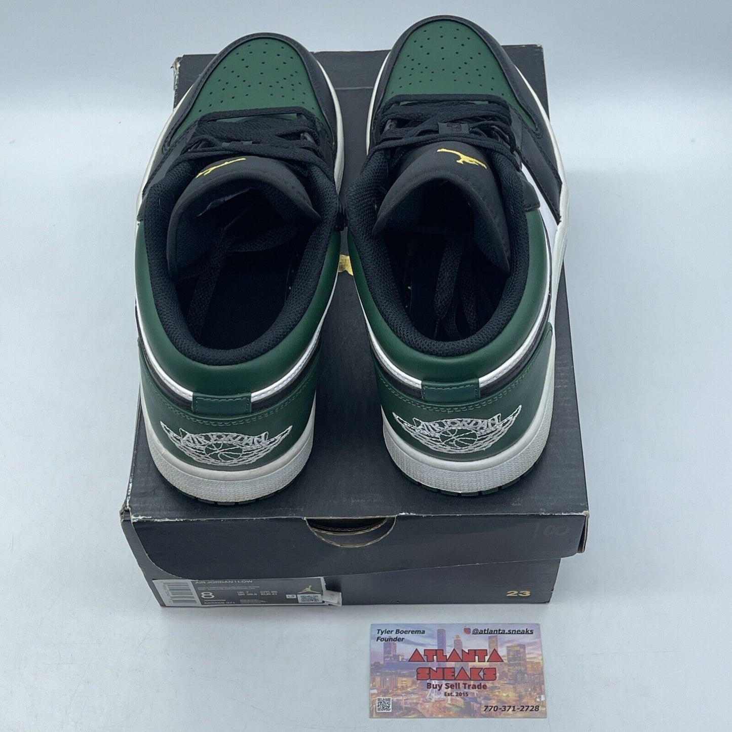 Size 8 - Jordan 1 Low Green Toe 2021 White Black (553558-371)