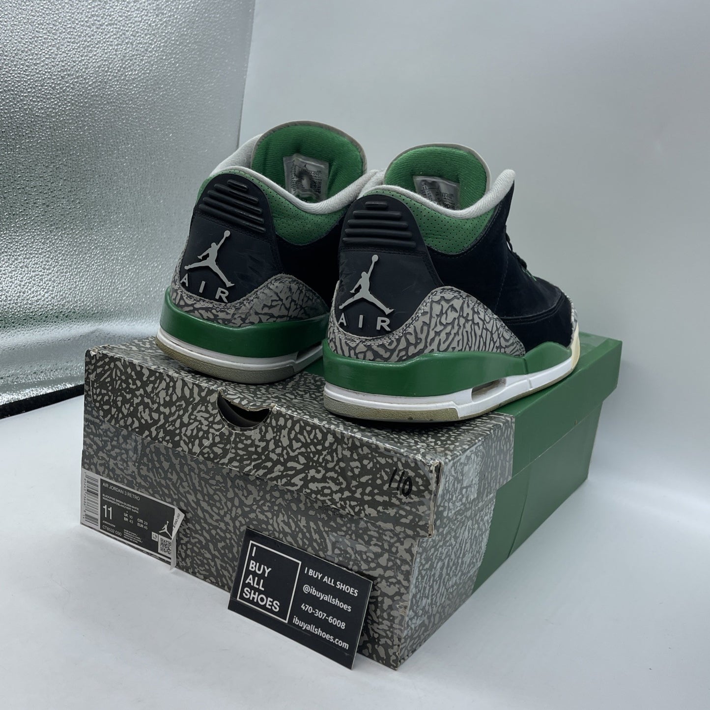 Size 11 - Jordan 3 Retro Mid Pine Green Grey Black Suede (CT8532-030)