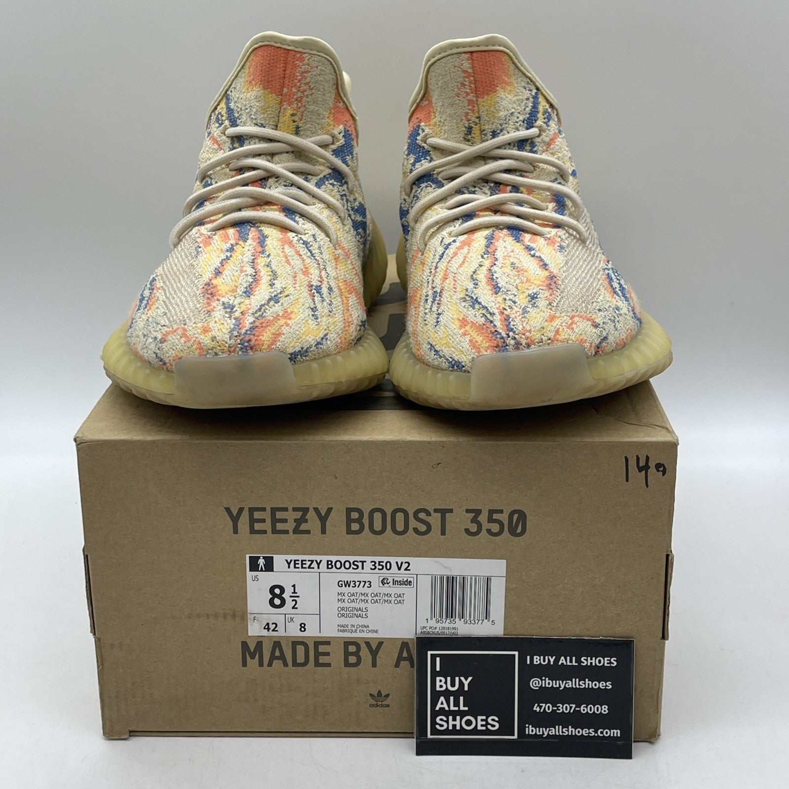 Size 8.5 - adidas Yeezy Boost 350 V2 Low MX Oat Blue Orange Suede (GW3773)