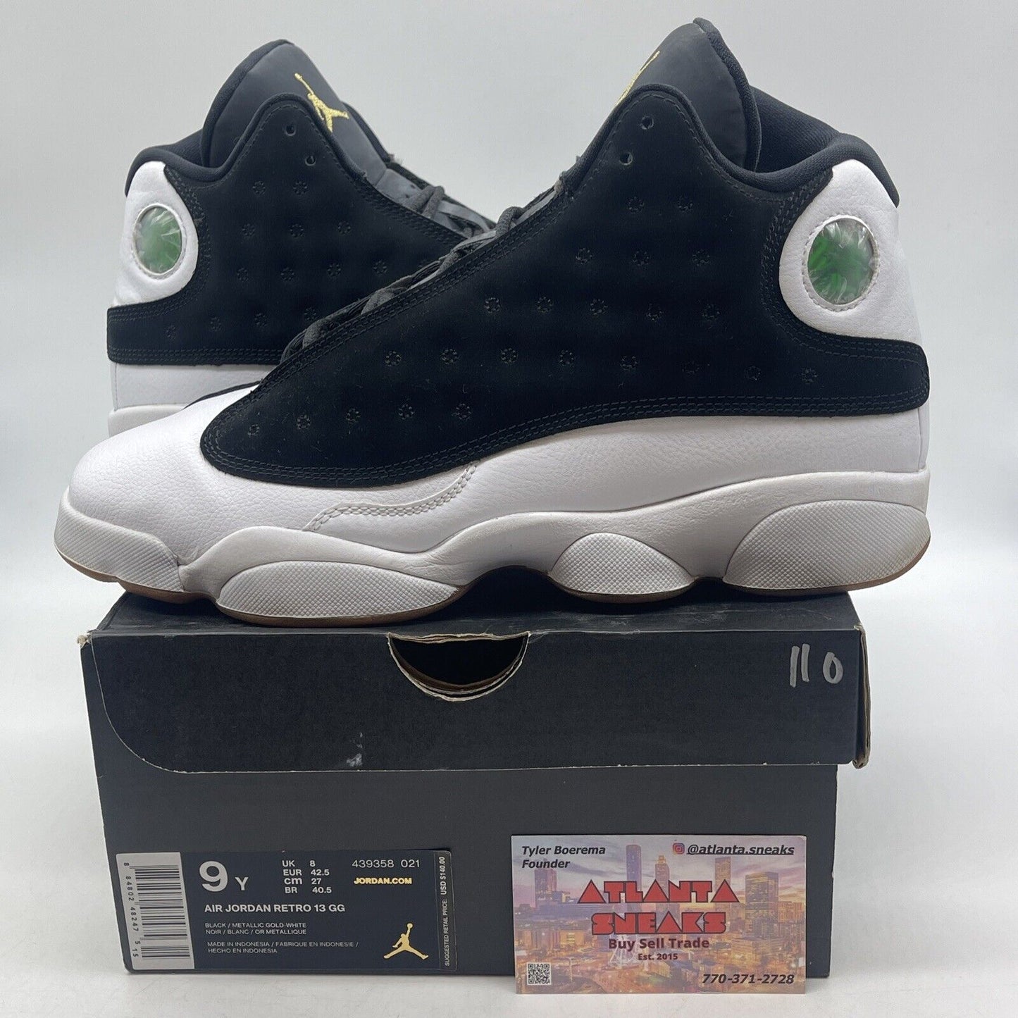 Size 9Y (GS) - Jordan 13 Retro Mid City of Flight Black White (439358-021)