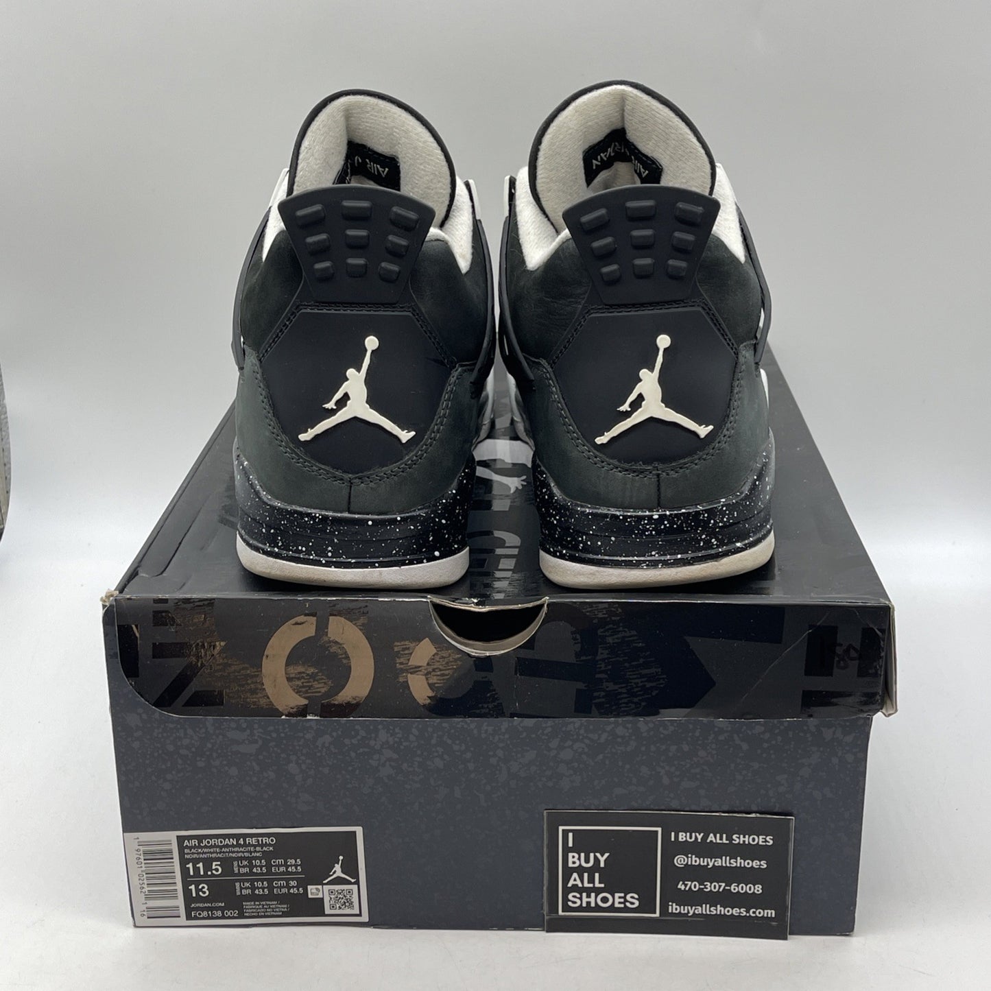 Size 11.5 - Air Jordan 4 Retro 2024 Fear Grey Black Suede (FQ8138-002)