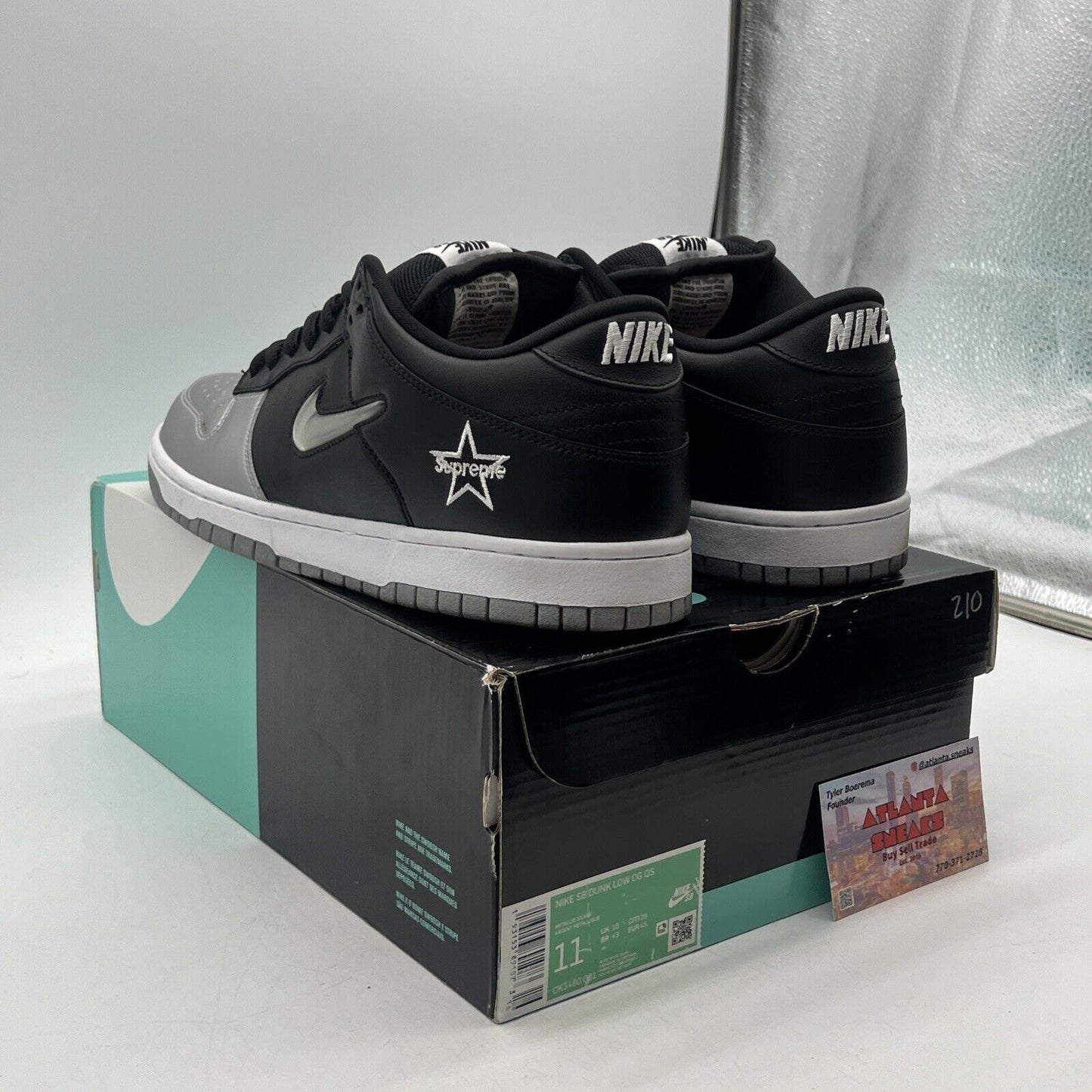 Size 11 - Nike Supreme x Dunk SB QS Low Metallic Silver Leather (CK3480-001)