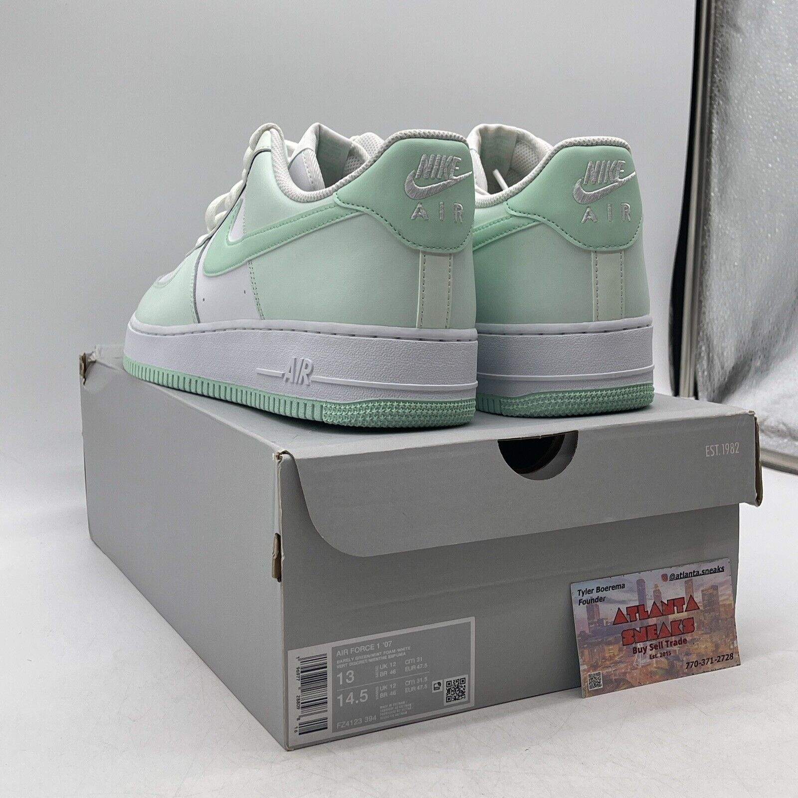 Size 13 - Nike Air Force 1 Low Mint Foam White Mint Green Leather (FZ4123-394)