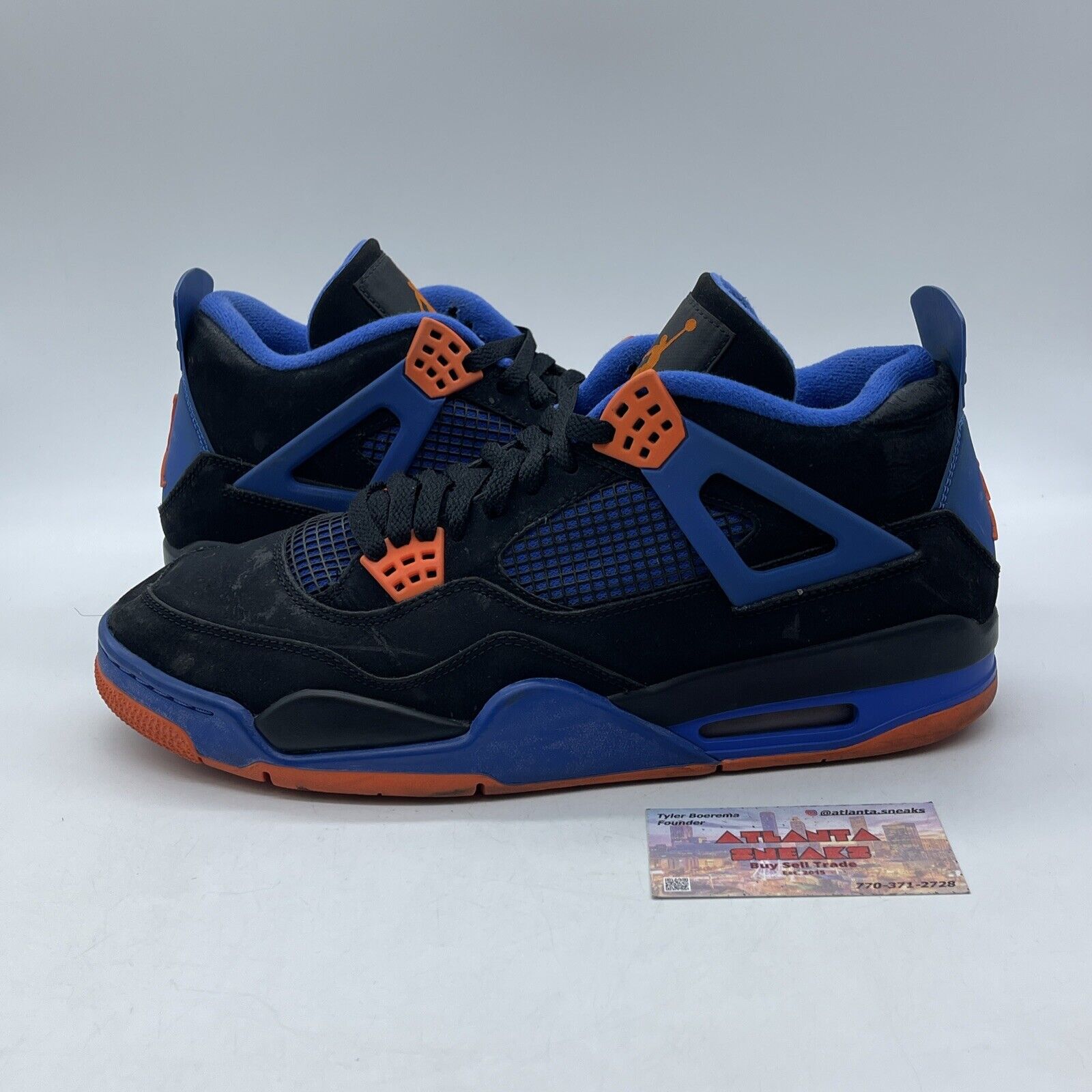 Size 12 - Air Jordan 4 Retro Cavs Orange Blue Black Suede Leather (308497-027)
