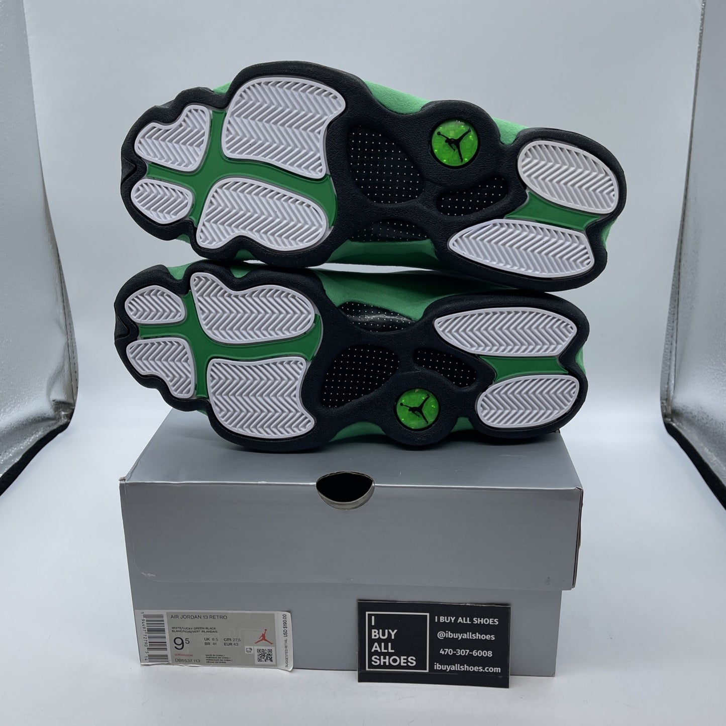 Size 9.5 - Air Jordan 13 Retro Lucky Green 2020 White Suede (DB6537-113)