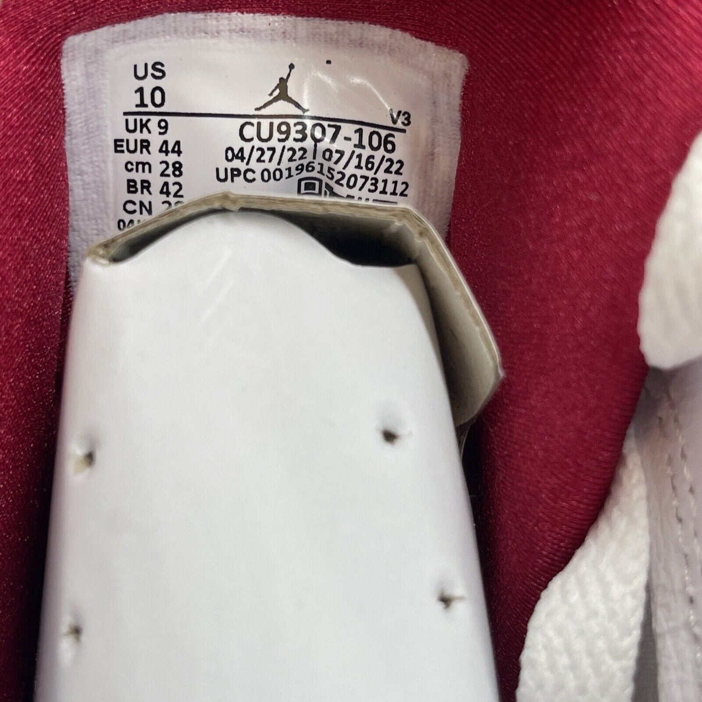 Size 10 - Jordan 7 Cardinal 2022 White Red Yellow Black Leather (CU9307-106)