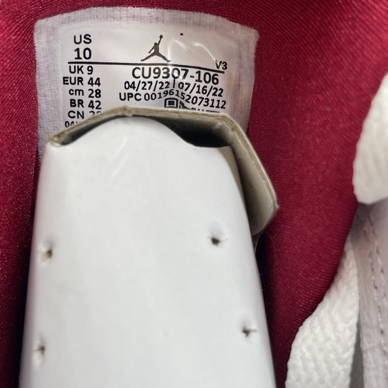 Size 10 - Jordan 7 Cardinal 2022 White Red Yellow Black Leather (CU9307-106)