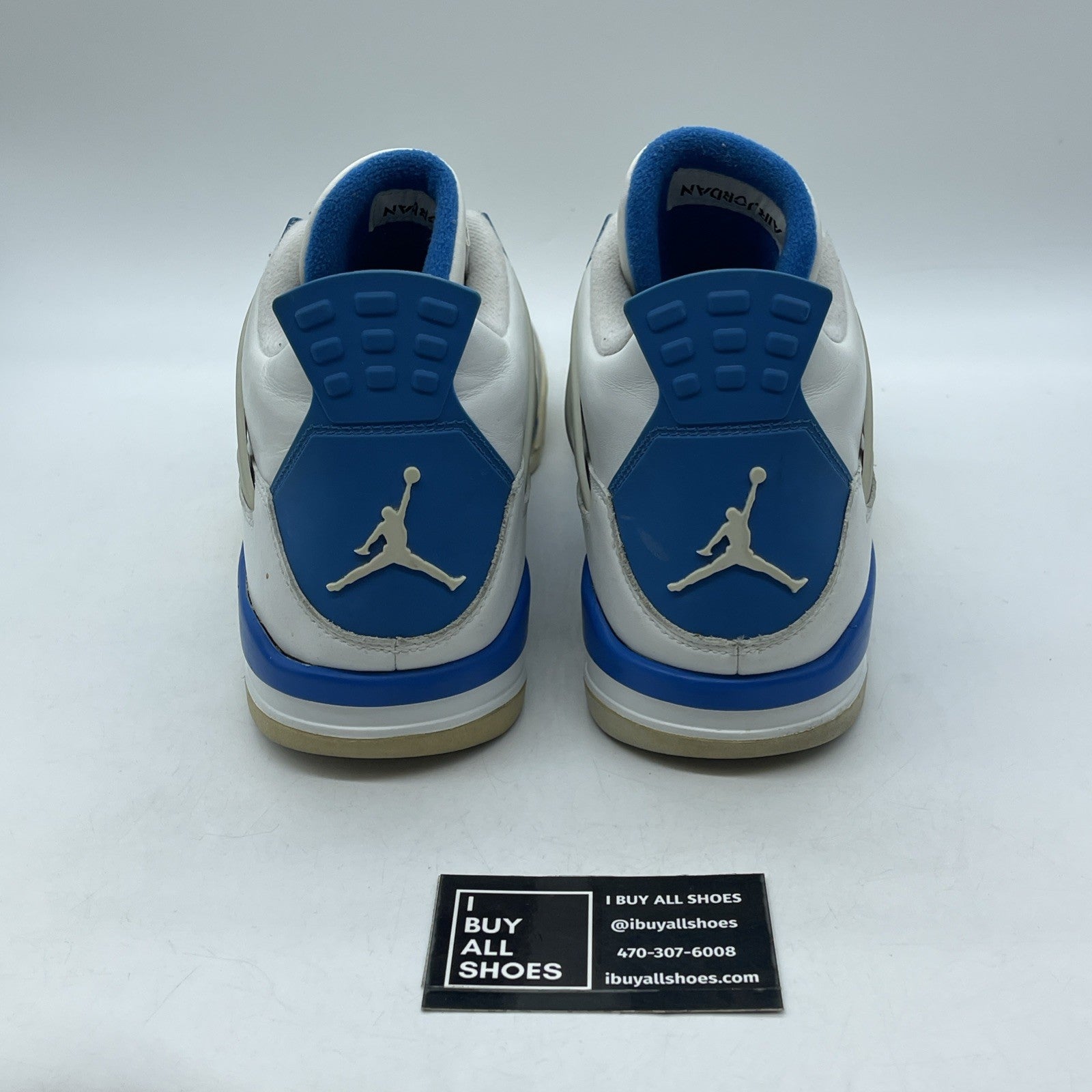 Size 14 - Jordan 4 Retro Military Blue White Grey Suede Leather (308497-105)