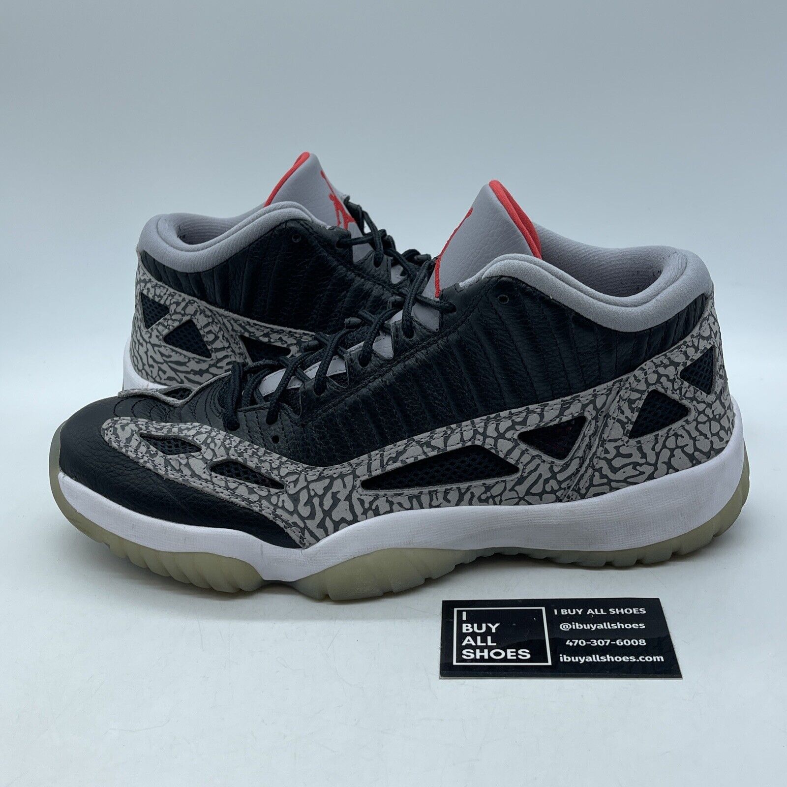 Size 12 - Air Jordan 11 Retro IE Low Black Cement Black Grey White (919712-006)