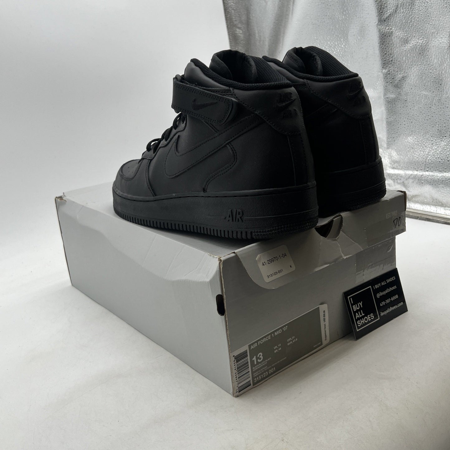 Size 13 - Nike Air Force 1 '07 Mid Triple Black (315123-001)