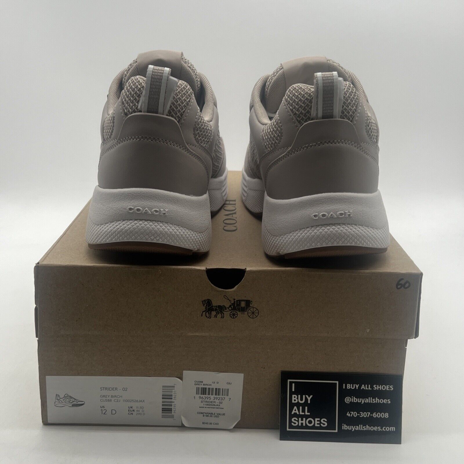 Size 12 - Coach Women’s Strider Sneaker Grey Birch CP837. NIB