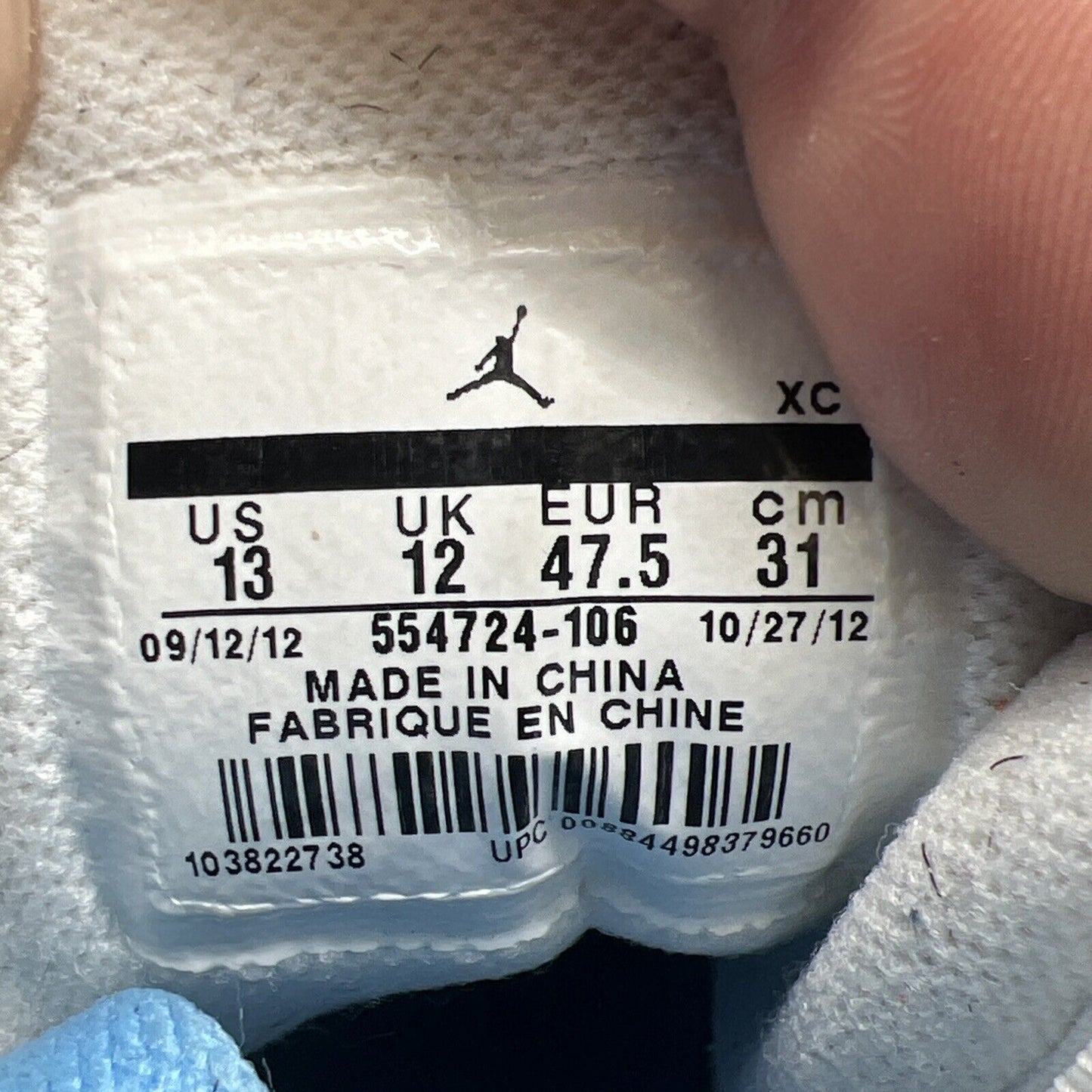 Size 13 - Air Jordan 1 Mid UNC - White Blue Leather (554724-106)