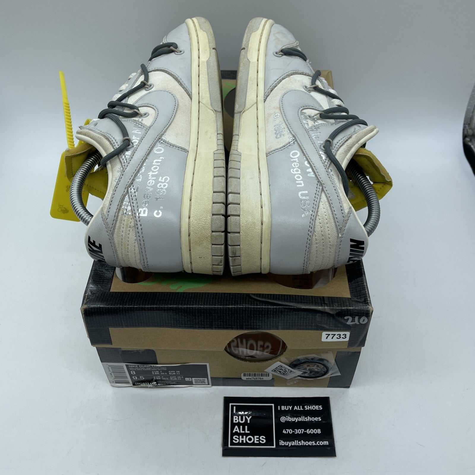 Size 8 - Nike Off-White x Dunk Low Lot 41 of 50 Grey Leather (DM1602-105)