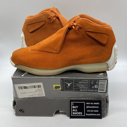 Size 9.5 - Air Jordan 18 Retro Orange Suede White (AA2494-801)