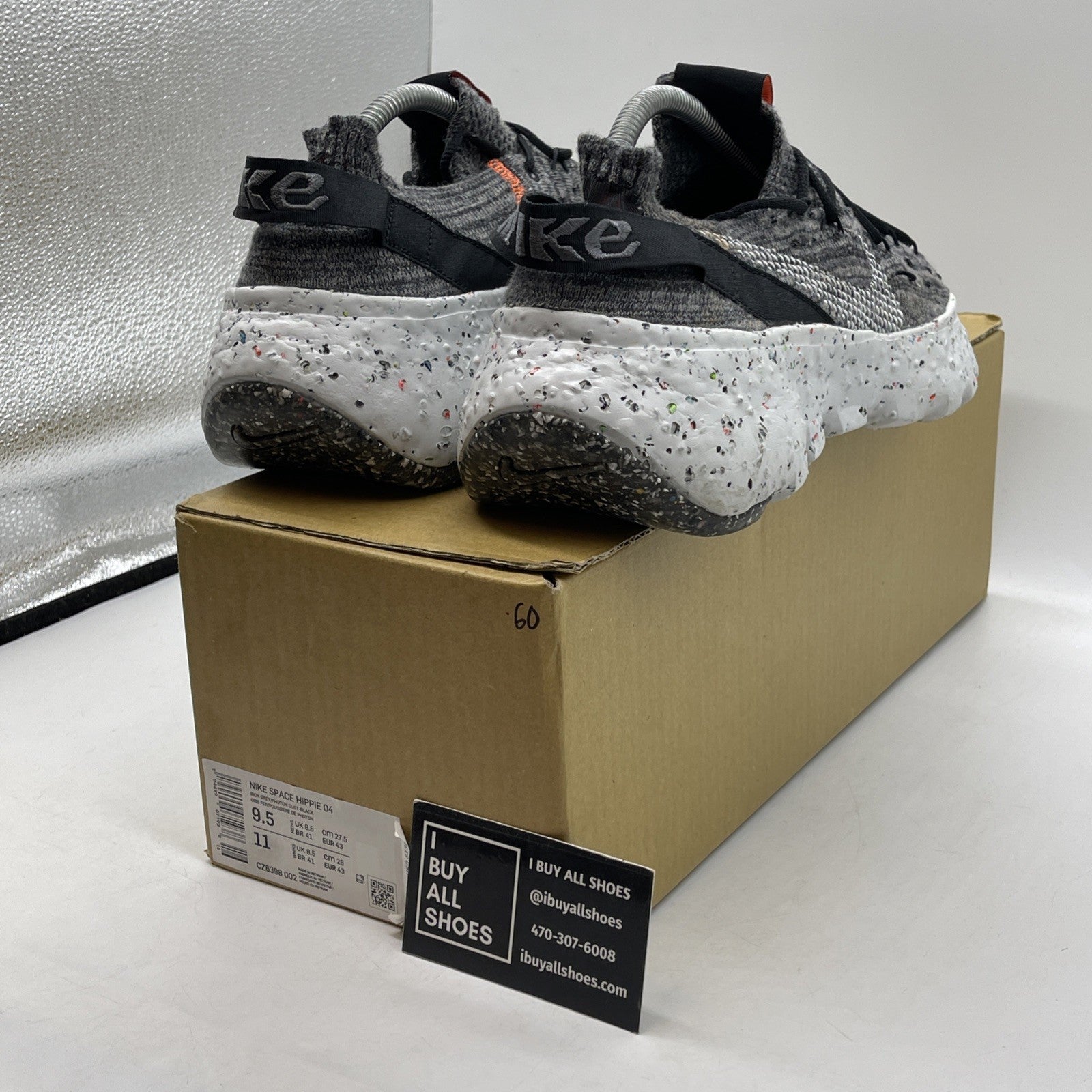 Size 9.5 - Nike Space Hippie 04 Iron Grey Orange Suede (CZ6398-002)