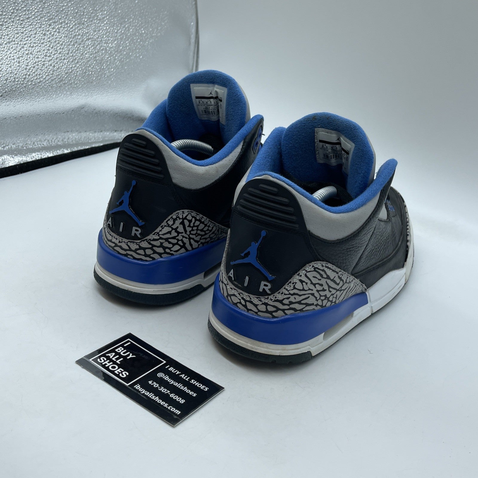 Size 9.5 - Air Jordan 3 Retro Sport Blue Black Grey Suede Leather (136064-007)