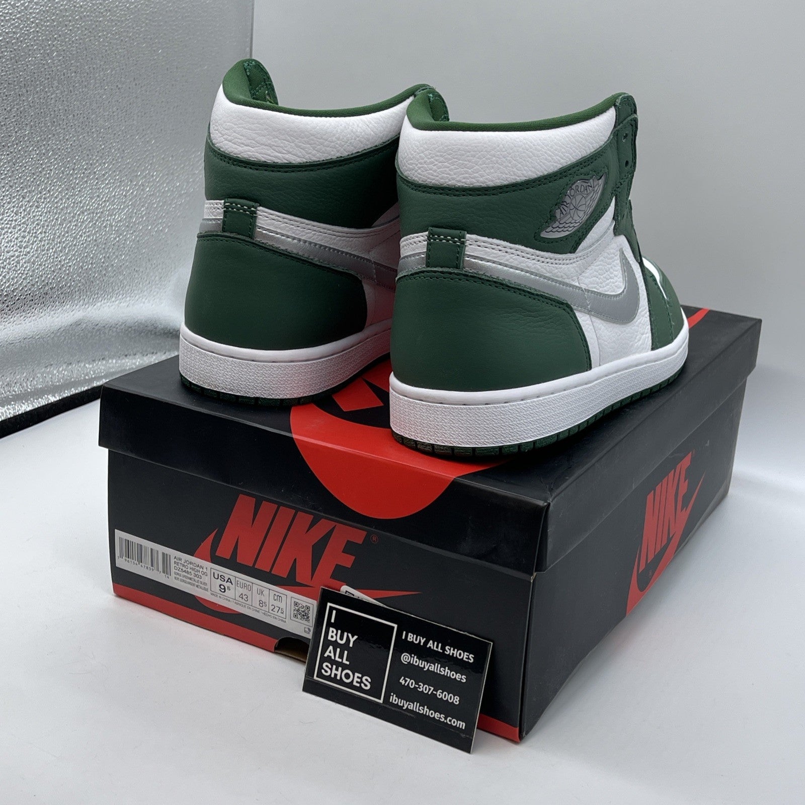 Size 9.5 - Jordan 1 Retro OG High Gorge Green Silver Leather (DZ5485-303)