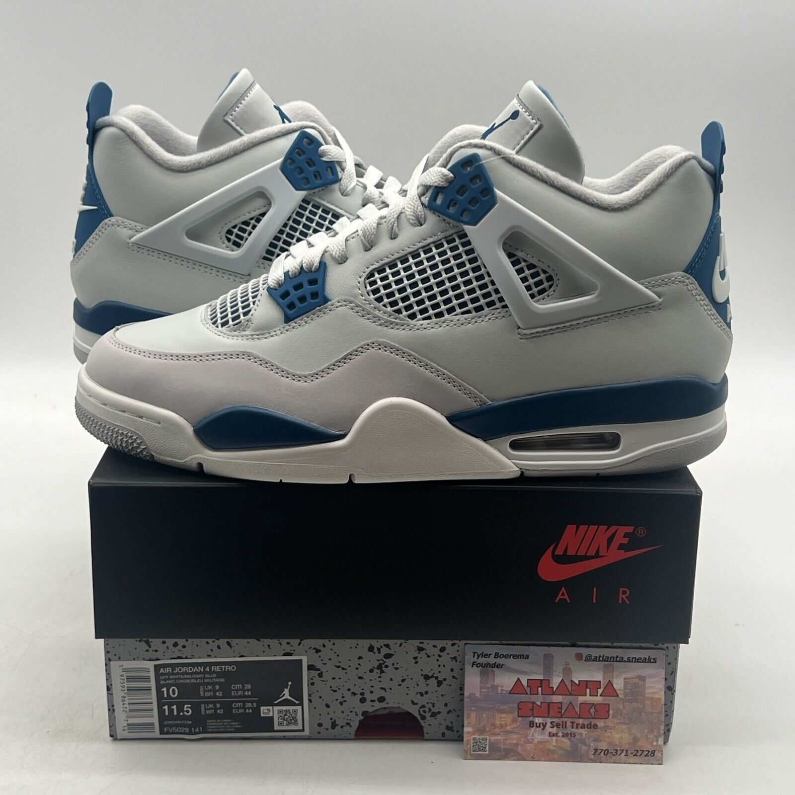 Size 10 - Air Jordan 4 Retro 2024 Military Blue White Leather Suede (FV5029-141)