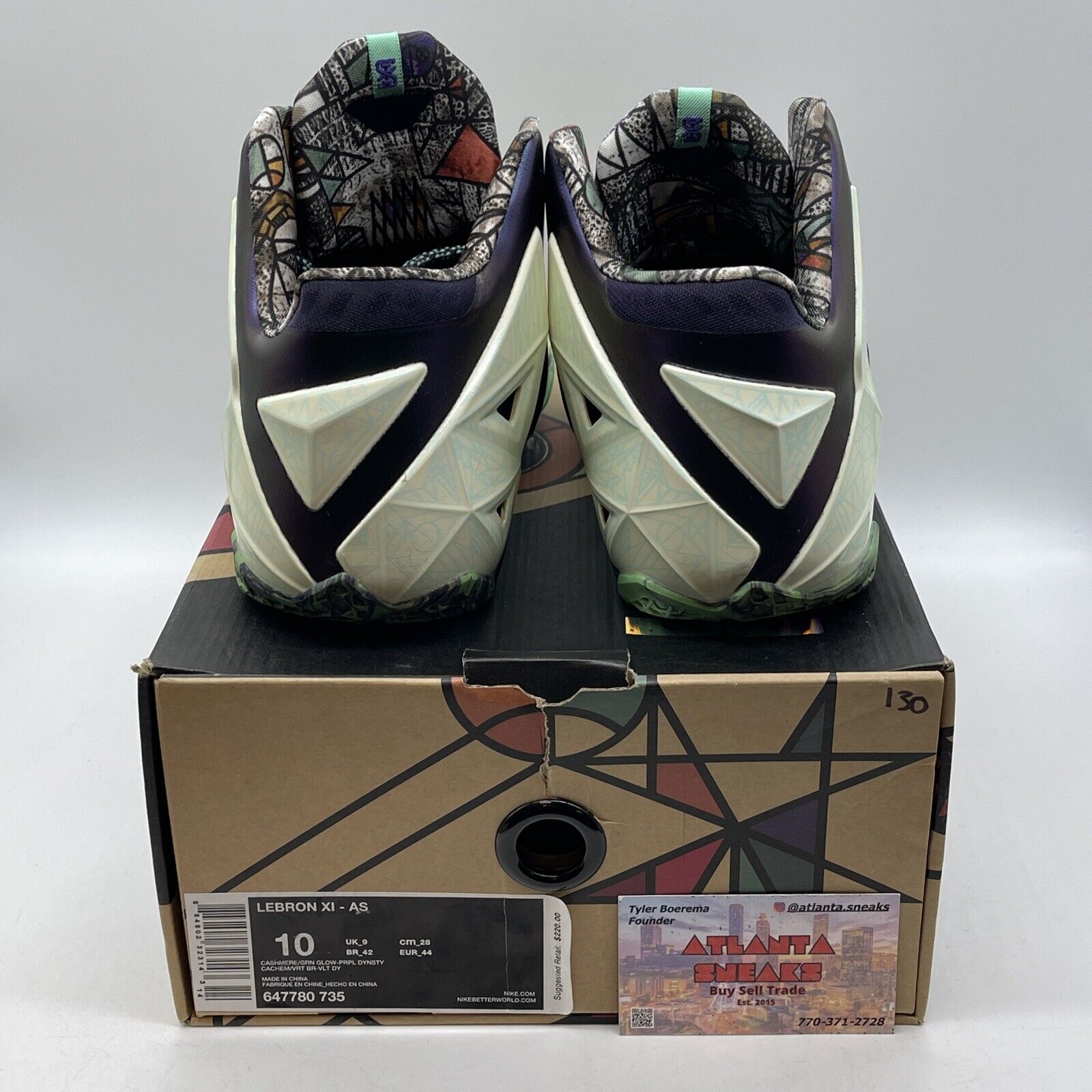 Size 10 - Nike LeBron 11 All Star - Gator King Purple Green Leather (647780-735)