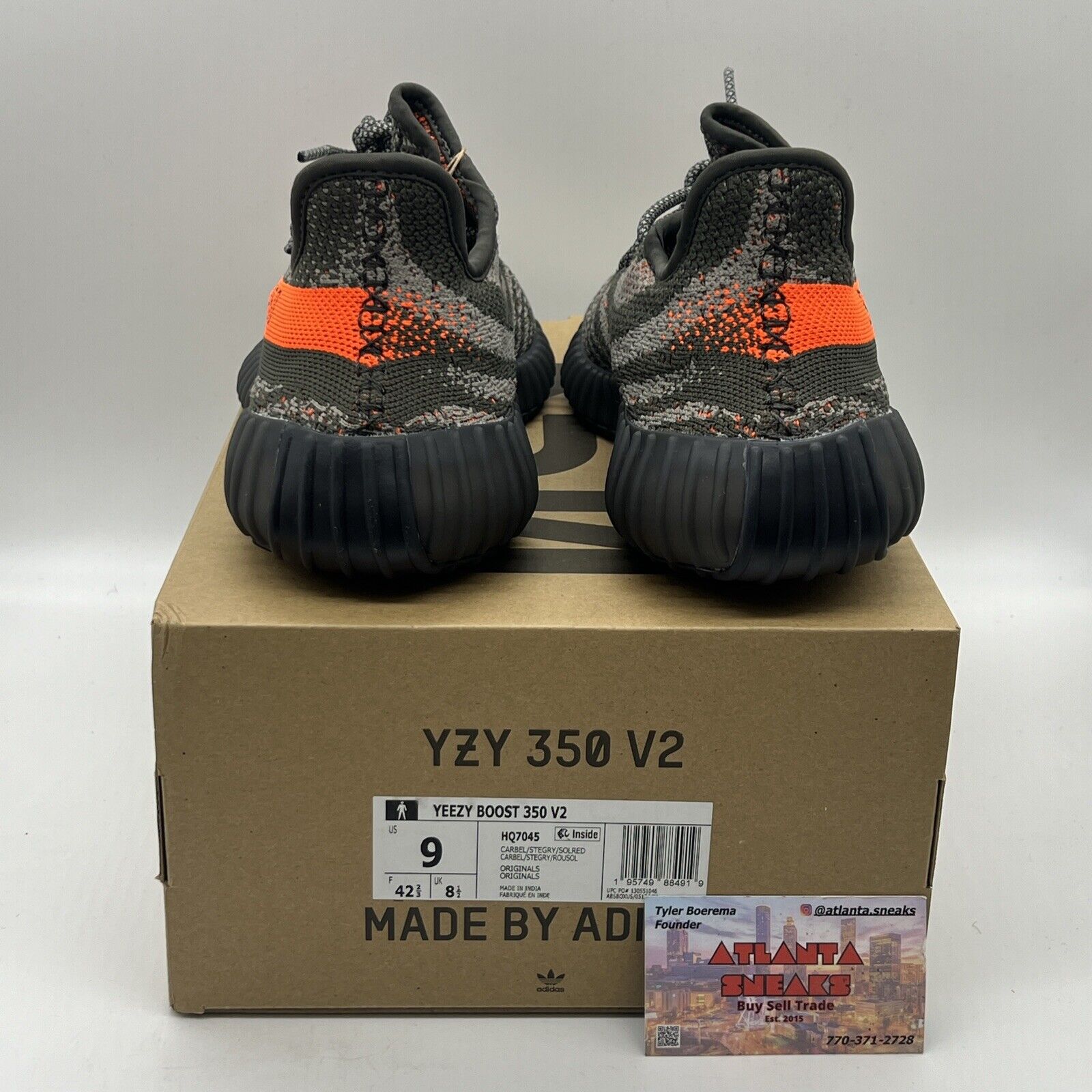 Size 9 - adidas Yeezy Boost 350 V2 Low Carbon Beluga Orange Brand New Og All DS