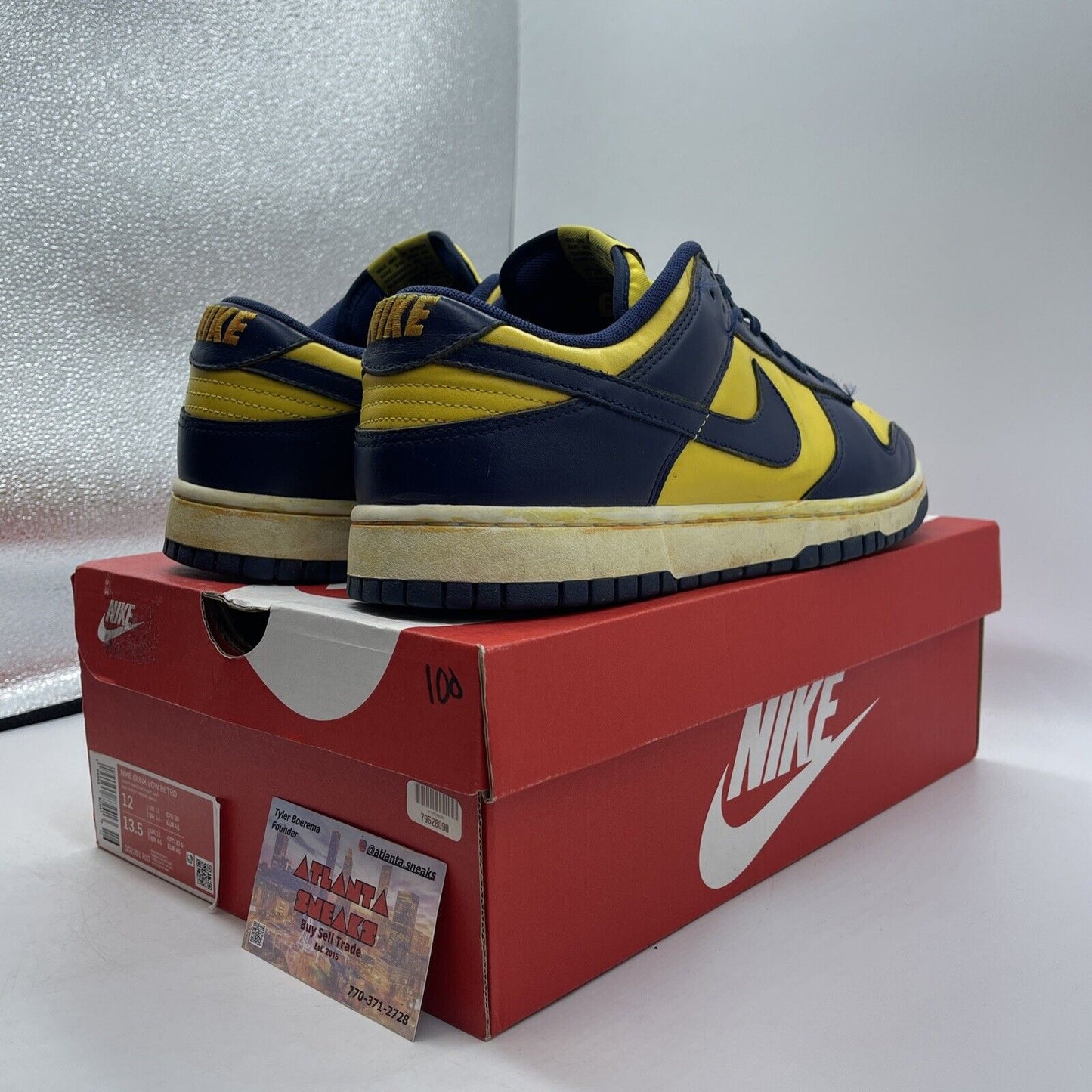 Size 12 - Nike Dunk Low Michigan 2021 Navy Yellow White Leather (DD1391-700)