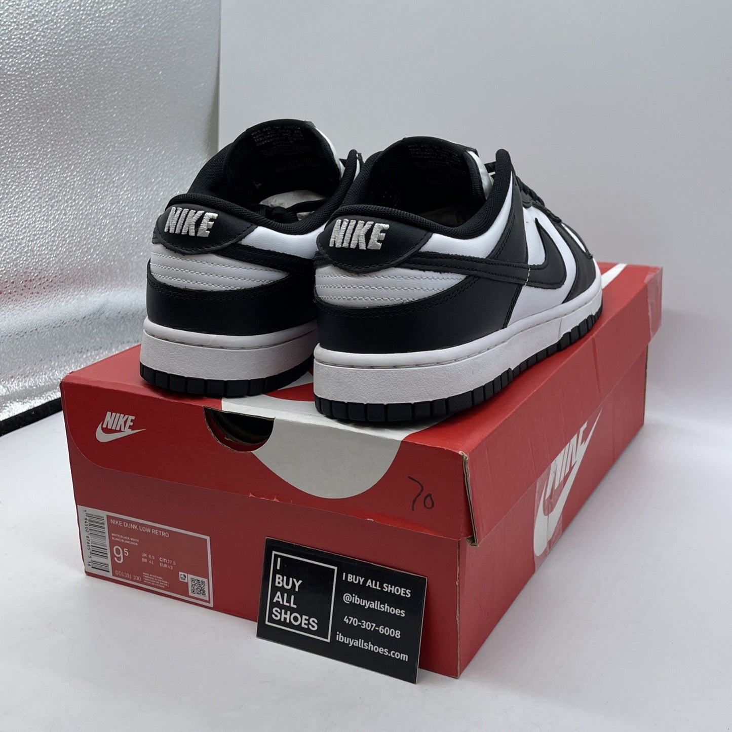 Size 9.5 - Nike Dunk Low Black White Leather (DD1391-100)