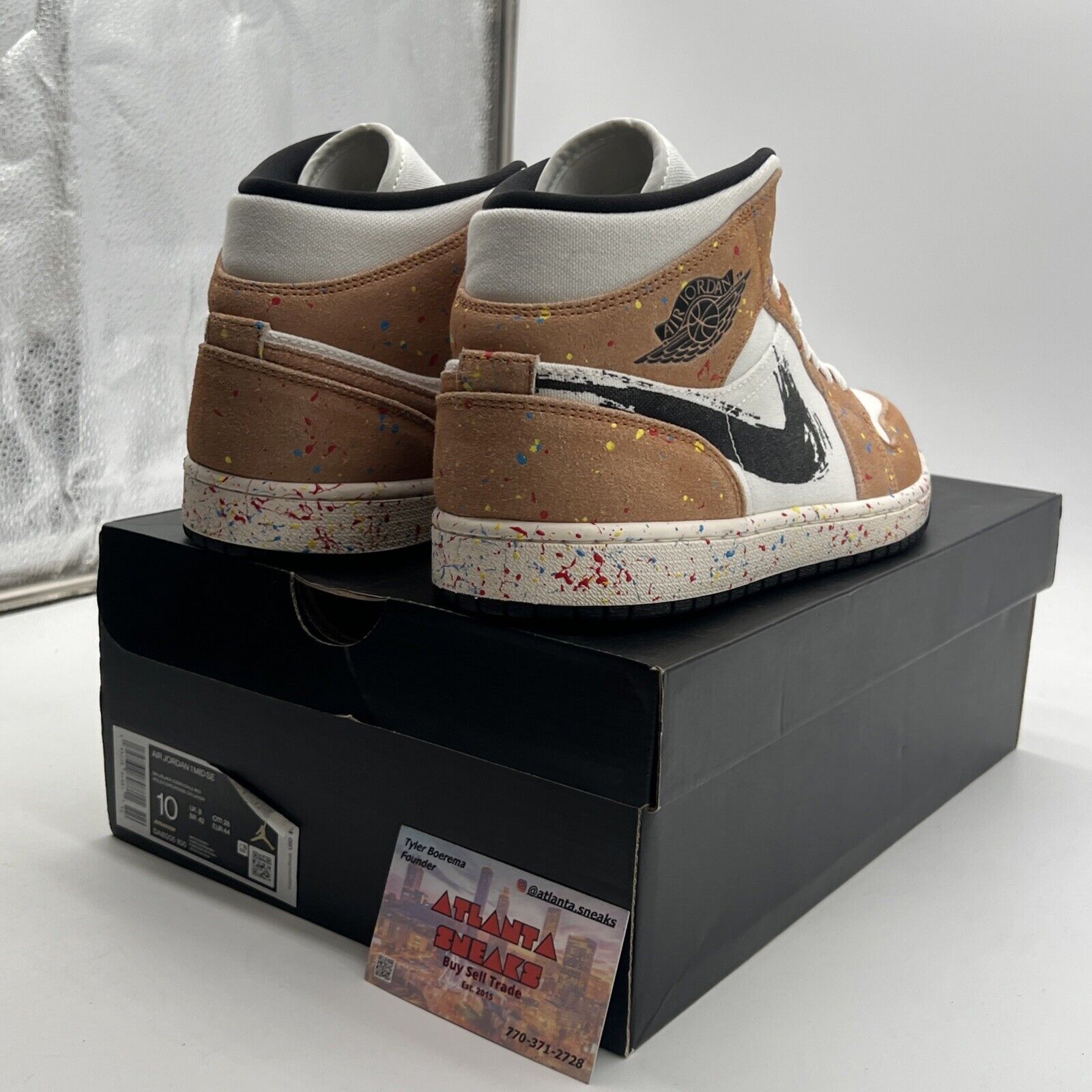 Size 10 - Air Jordan 1 SE Mid Brushstroke Paint Splatter (DA8005-100)