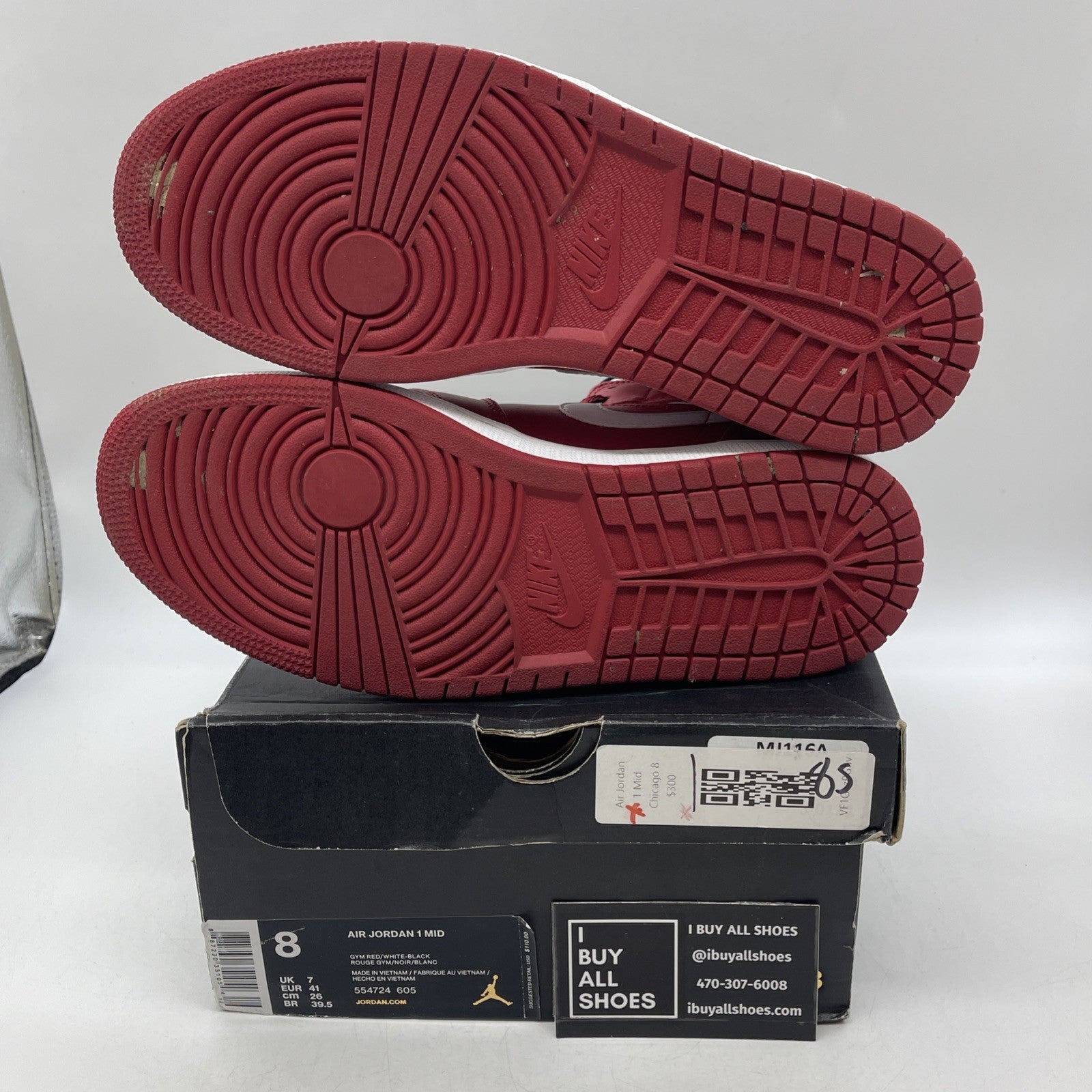 Size 8 - Air Jordan 1 Mid Gym Red (554724-605)