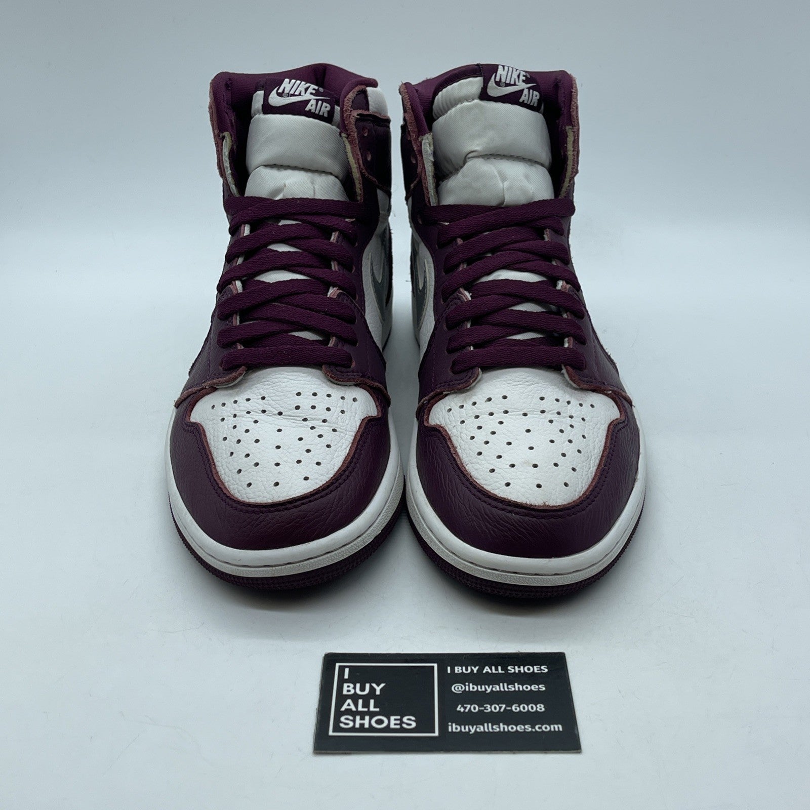 Size 9 - Jordan 1 Retro High OG Bordeaux White Silver Leather (555088-611)