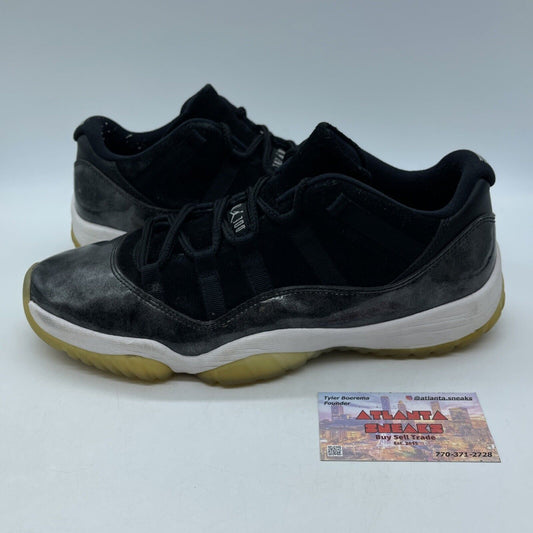 Size 10.5 - Air Jordan 11 Low Barons Black White Suede Leather (528895-010)