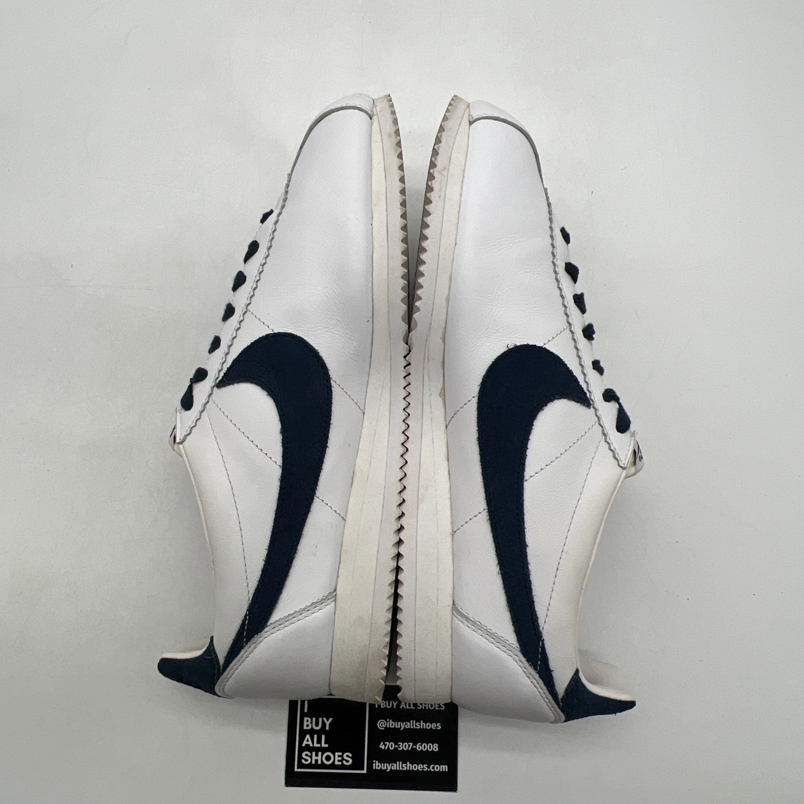 Size 10 - Nike ID Cortez White/Navy Running Shoes (898727-981)