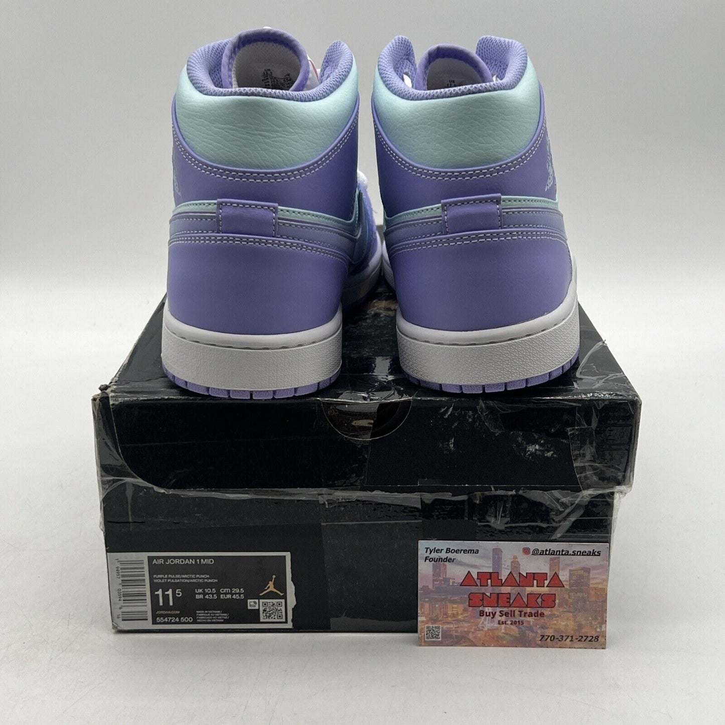 Size 11.5 - Air Jordan 1 Mid Purple Pulse Leather White (554724-500)