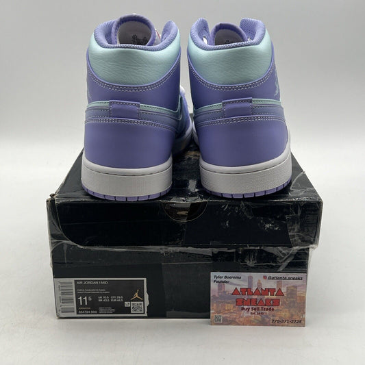 Size 11.5 - Air Jordan 1 Mid Purple Pulse Leather White (554724-500)