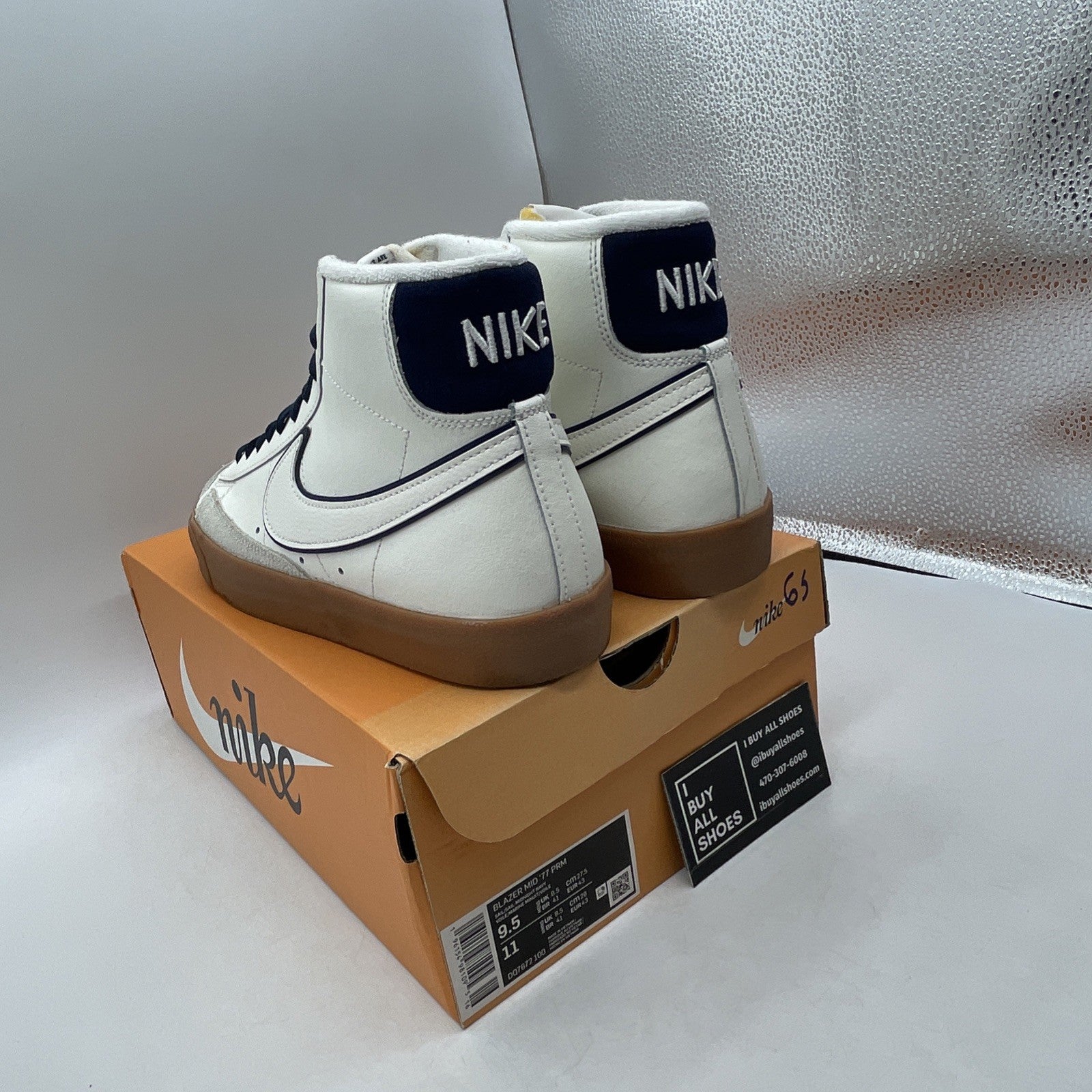 Size 9.5 - Nike Blazer '77 Premium Mid Sail Navy Gum (DQ7672-100)