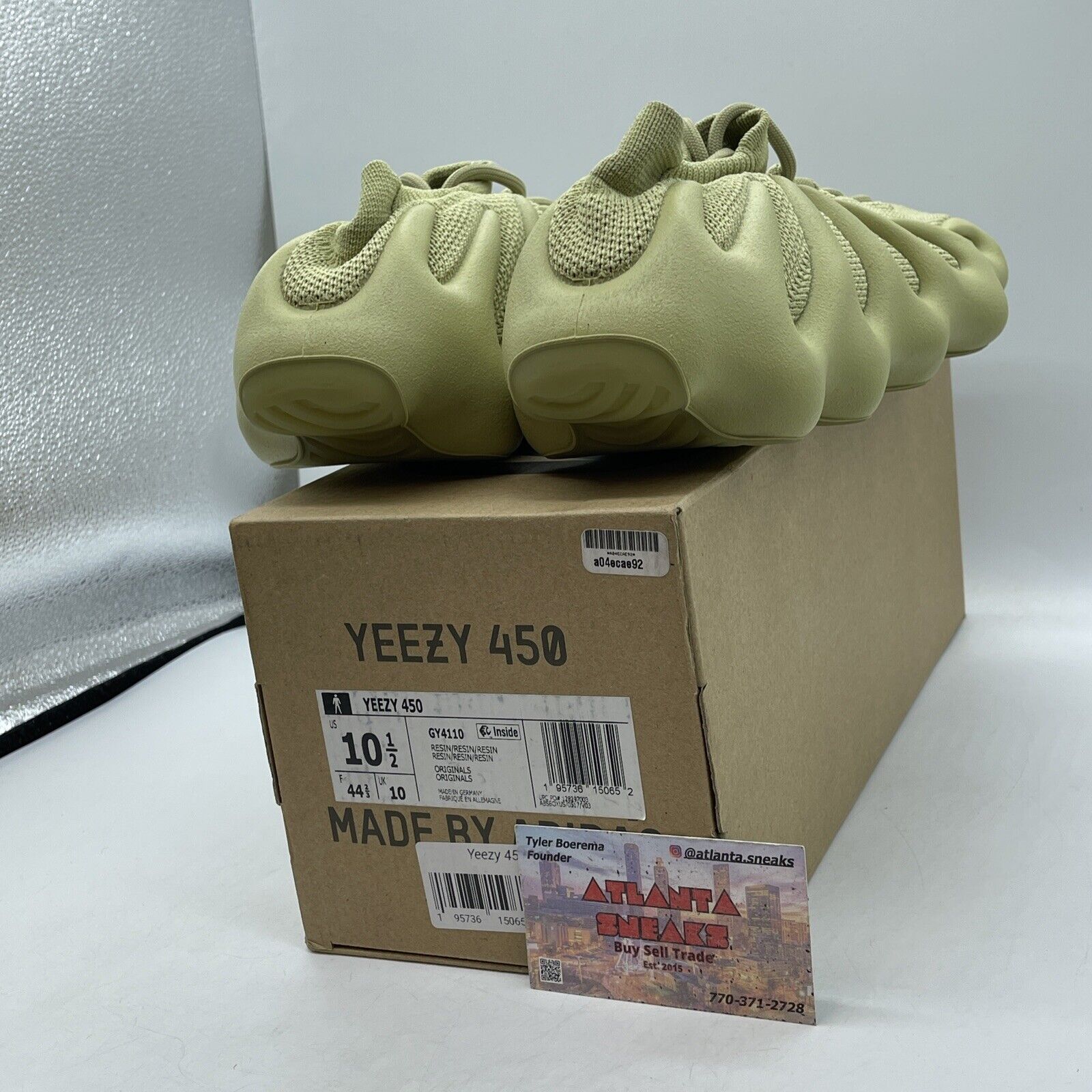 Size 10.5 - adidas Yeezy 450 Resin Green Suede Leather (GY4110)