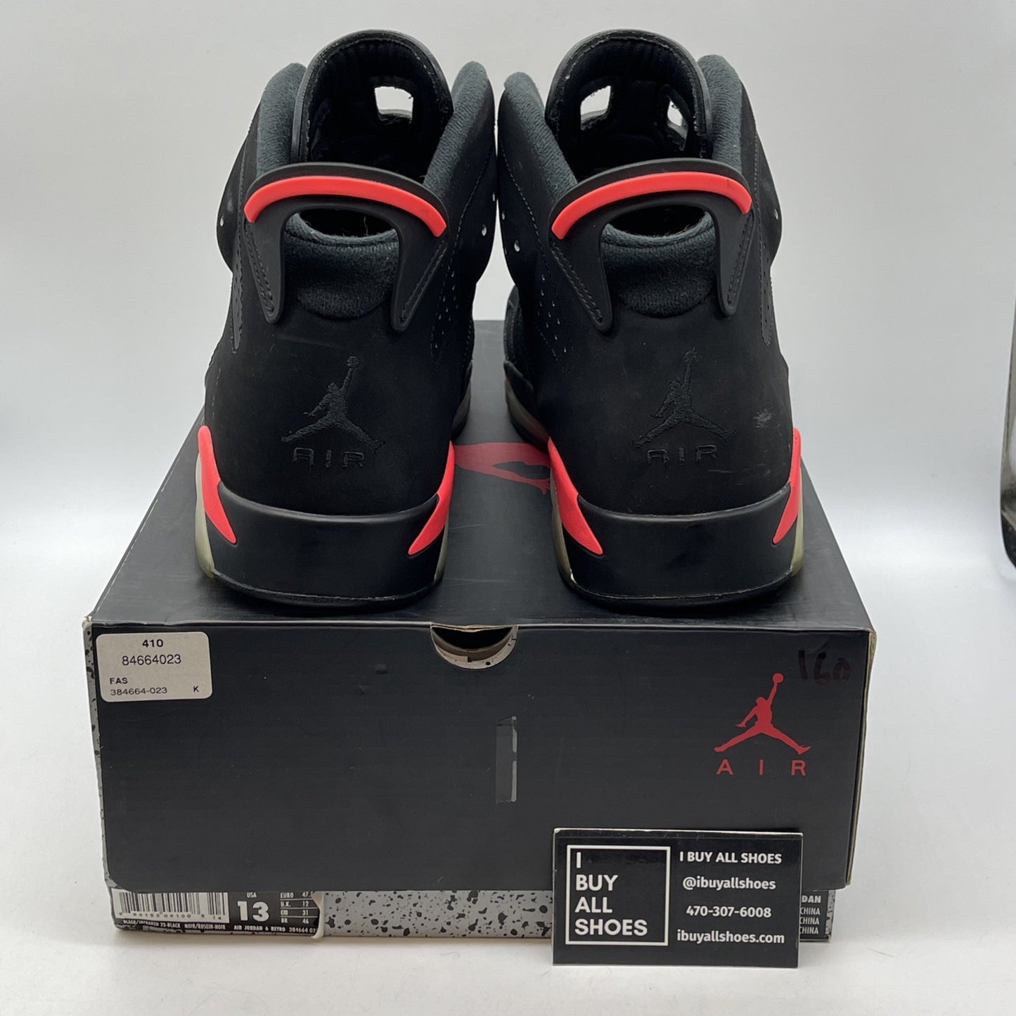 Size 13 - Jordan 6 Retro Infrared Black 2014 Black Pink Suede (384664-023)