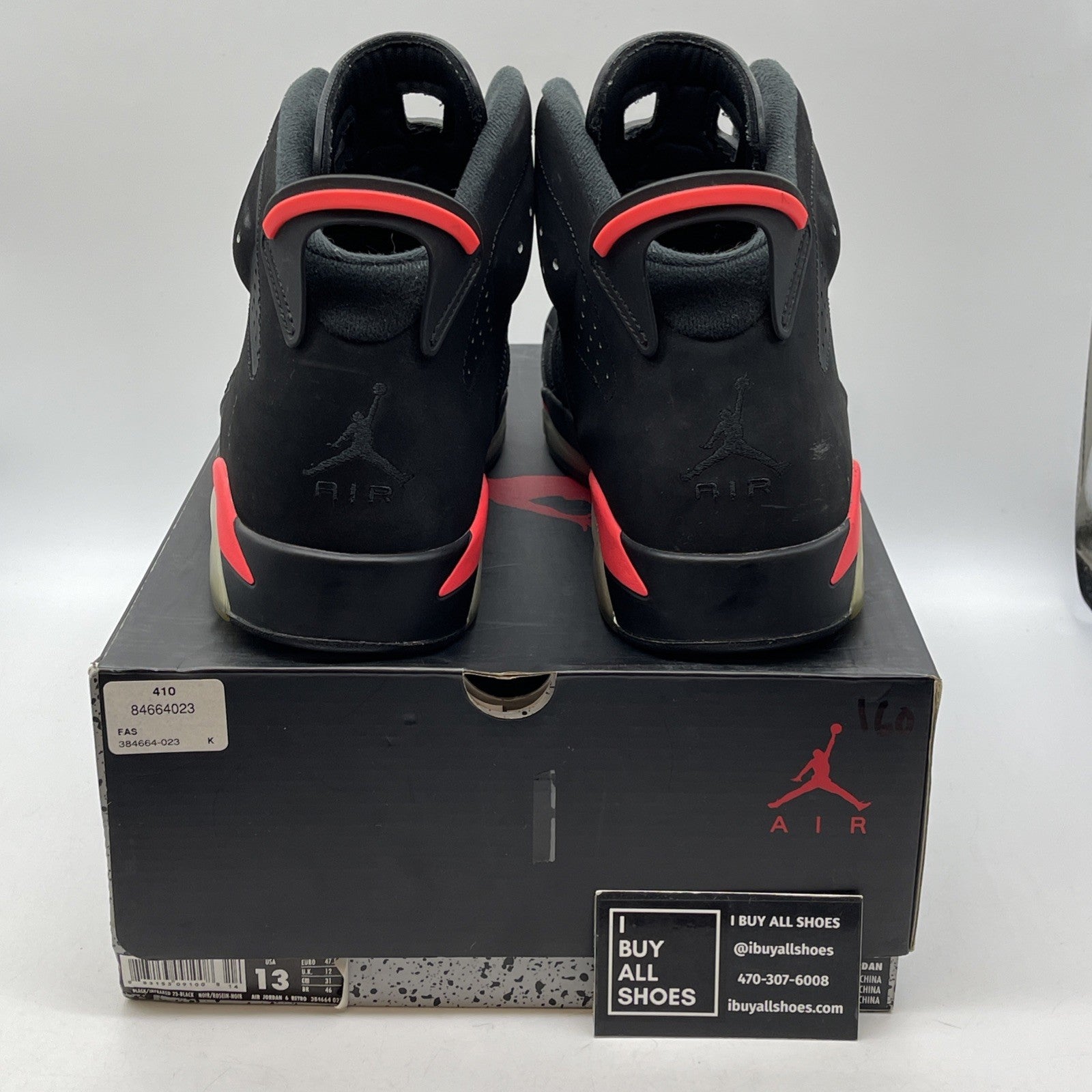 Size 13 - Jordan 6 Retro Infrared Black 2014 Black Pink Suede (384664-023)