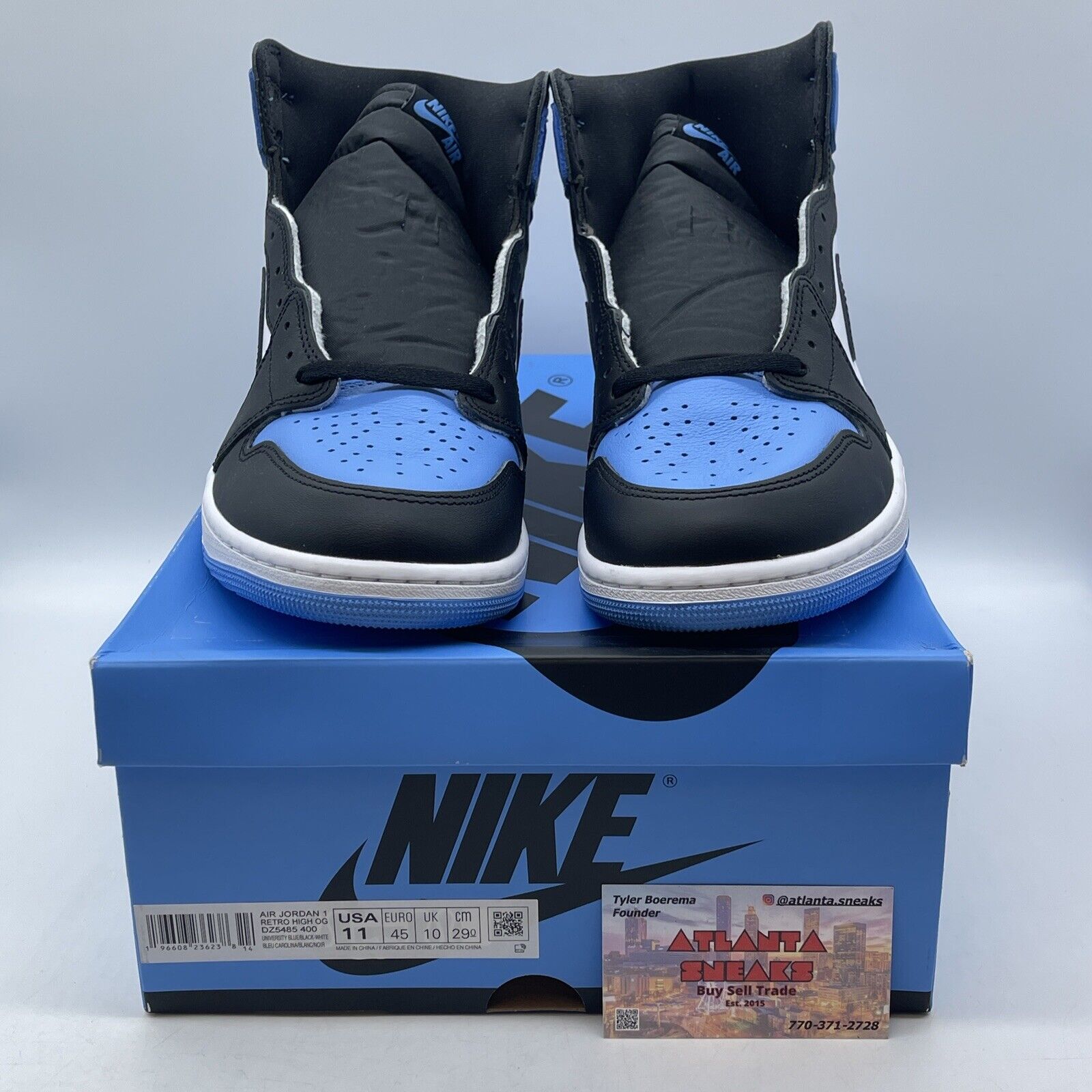Size 11 - Jordan 1 Retro OG High UNC Toe White Black Blue Leather (DZ5485-400)