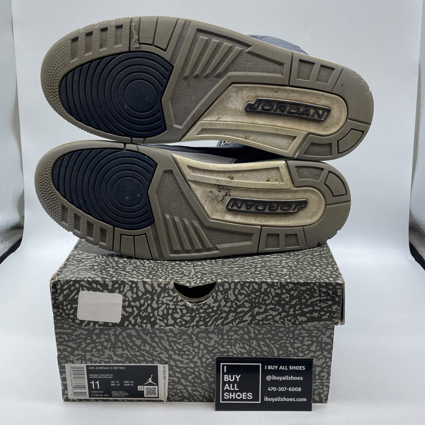 Size 11 - Jordan 3 Georgetown Blue Grey Suede Leather (CT8532-401)
