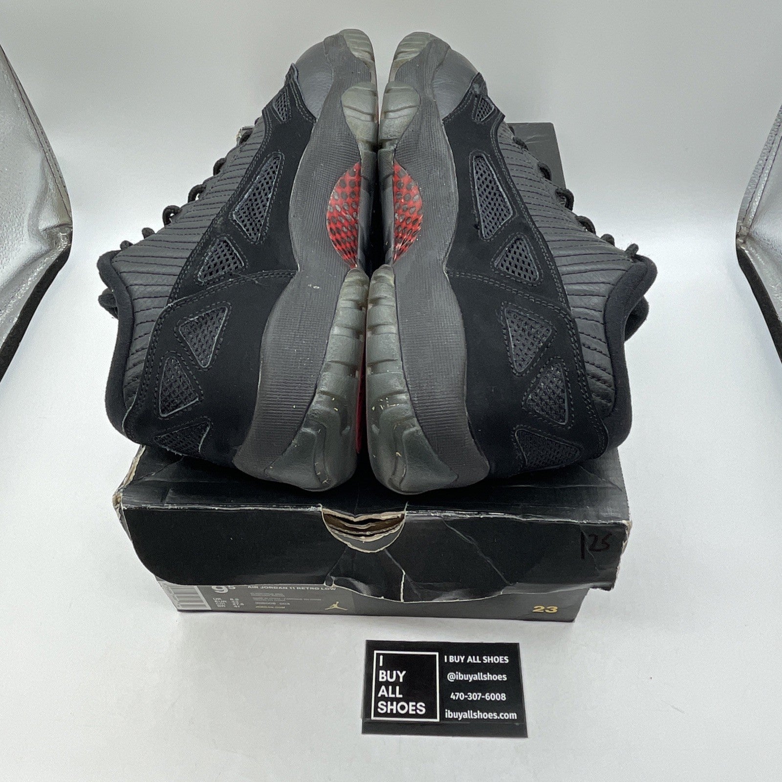 Size 9.5 - Air Jordan 11 IE Low Referee Black Suede Leather (306008-003)