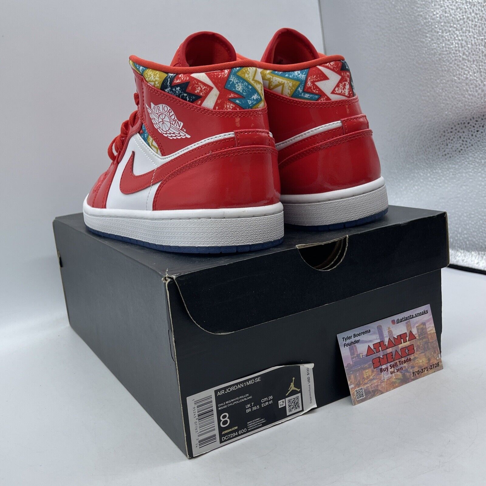 Size 8 - Air Jordan 1 Mid Barcelona Sweater Red Leather White (DC7294-600)